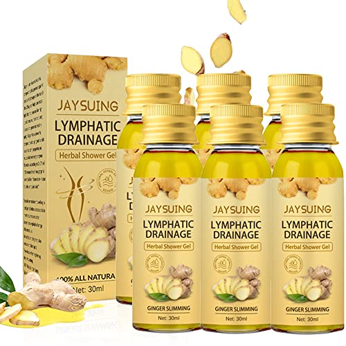 OVAI Lymphatic Drainage Ginger Shower Gel - Herbal Slimming Body Wash with Natural Ginger Extract for Detox & Circulation - 6 Pack for Spa, Post-Workout & Self-Care Routine