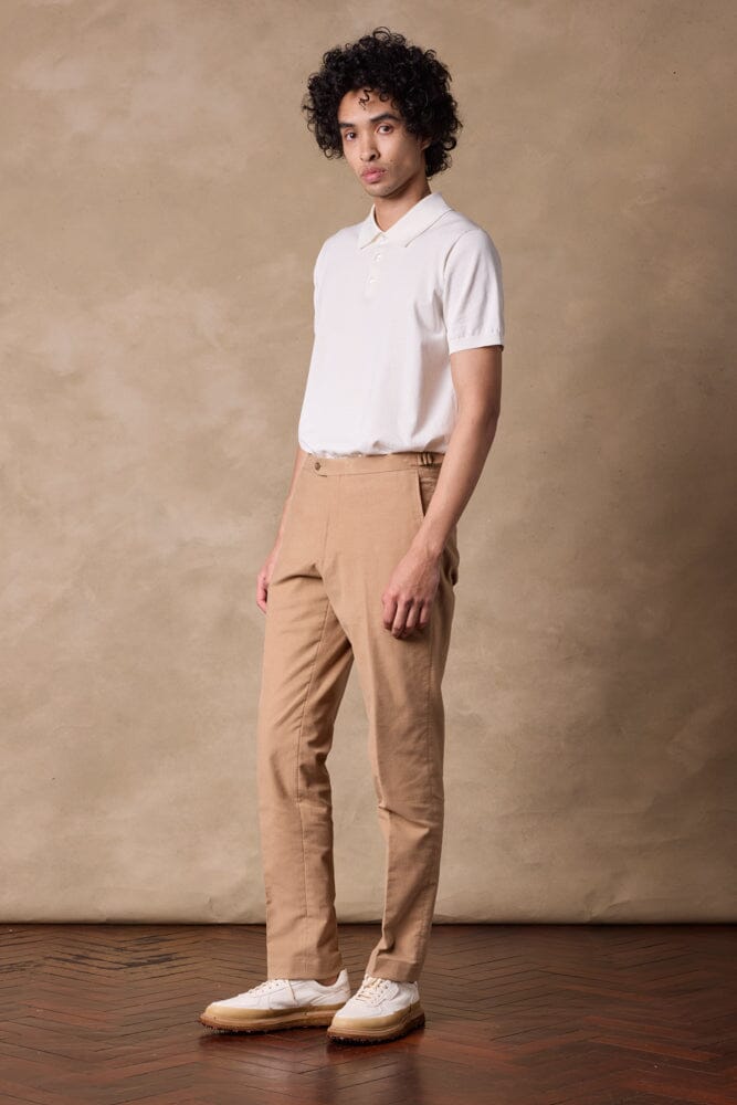 Apollo Men's Chino Pants in Camel Moleskin Fabric - Comfortable Slim Fit Casual Trousers for Office, Business & Everyday Wear