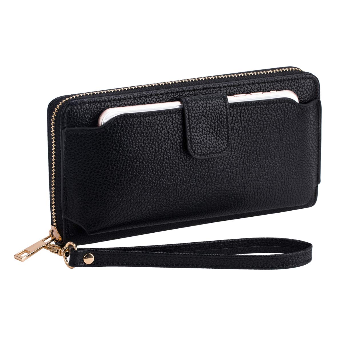 Women's Zip Around Wristlet Wallet with Cell Phone Holder - RFID Blocking Crossbody Handbag for Women - Perfect for Travel, Shopping & Everyday Use