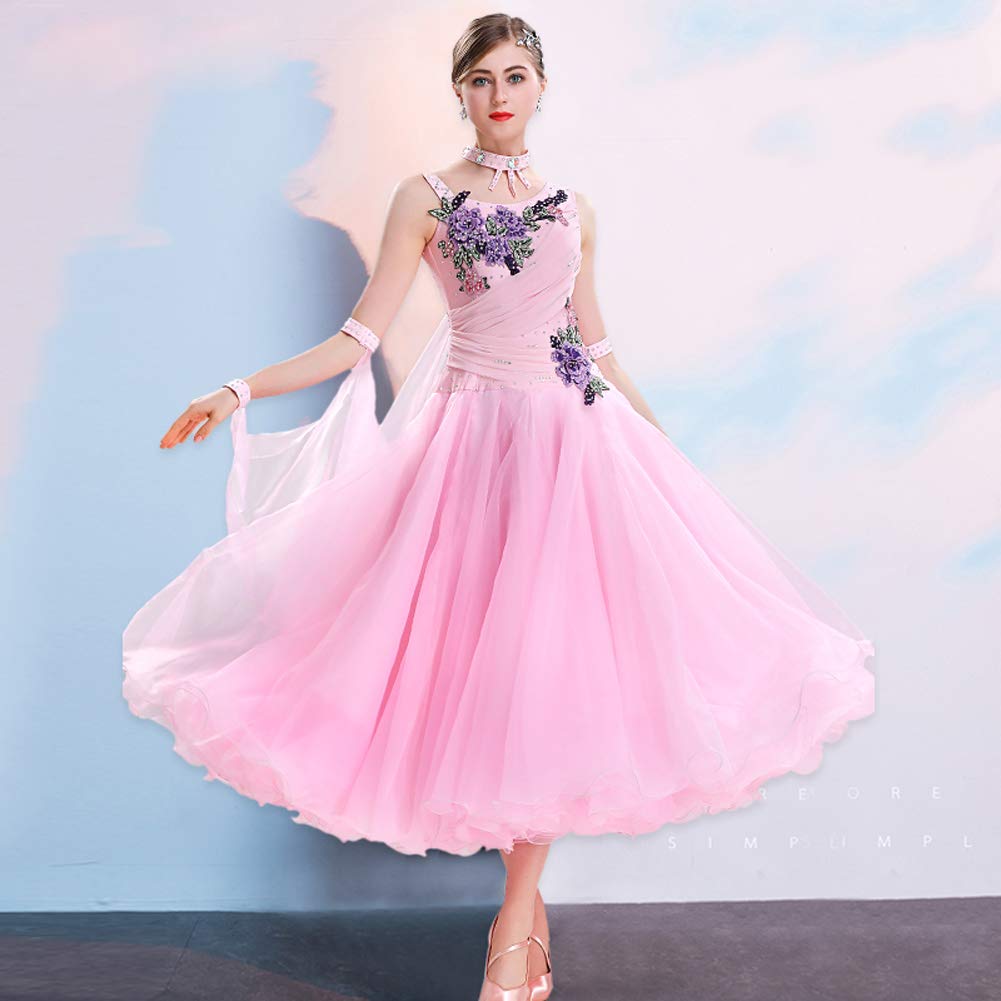Best Women's Performance Big Swing Ballroom Dance Dresses - Sleeveless Latin Salsa Tango Dress for Competition & Social Dancing