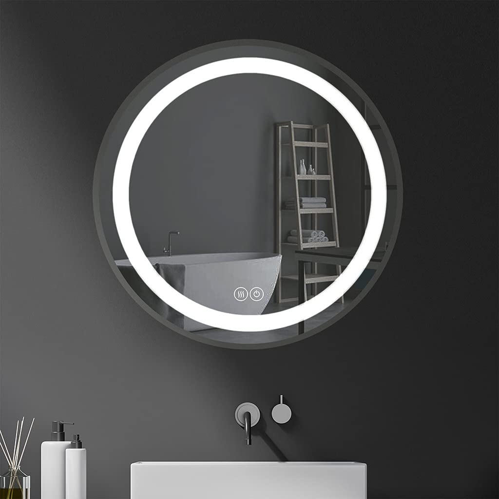 LED Bathroom Mirror Cabinet with Round Wall-Mounted Storage Shelves - Waterproof Medicine Cabinet for Toiletries & Cosmetics Organization - Perfect for Small Bathrooms, Vanity Areas & Modern Home Decor
