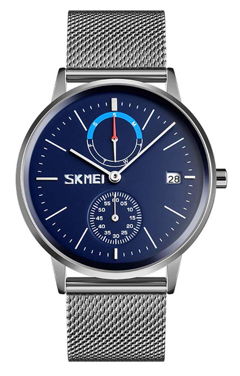 Men's Waterproof Stainless Steel Analog Quartz Watch - Minimalist Fashion Wristwatch with Date Display | Perfect for Business, Casual & Outdoor Activities