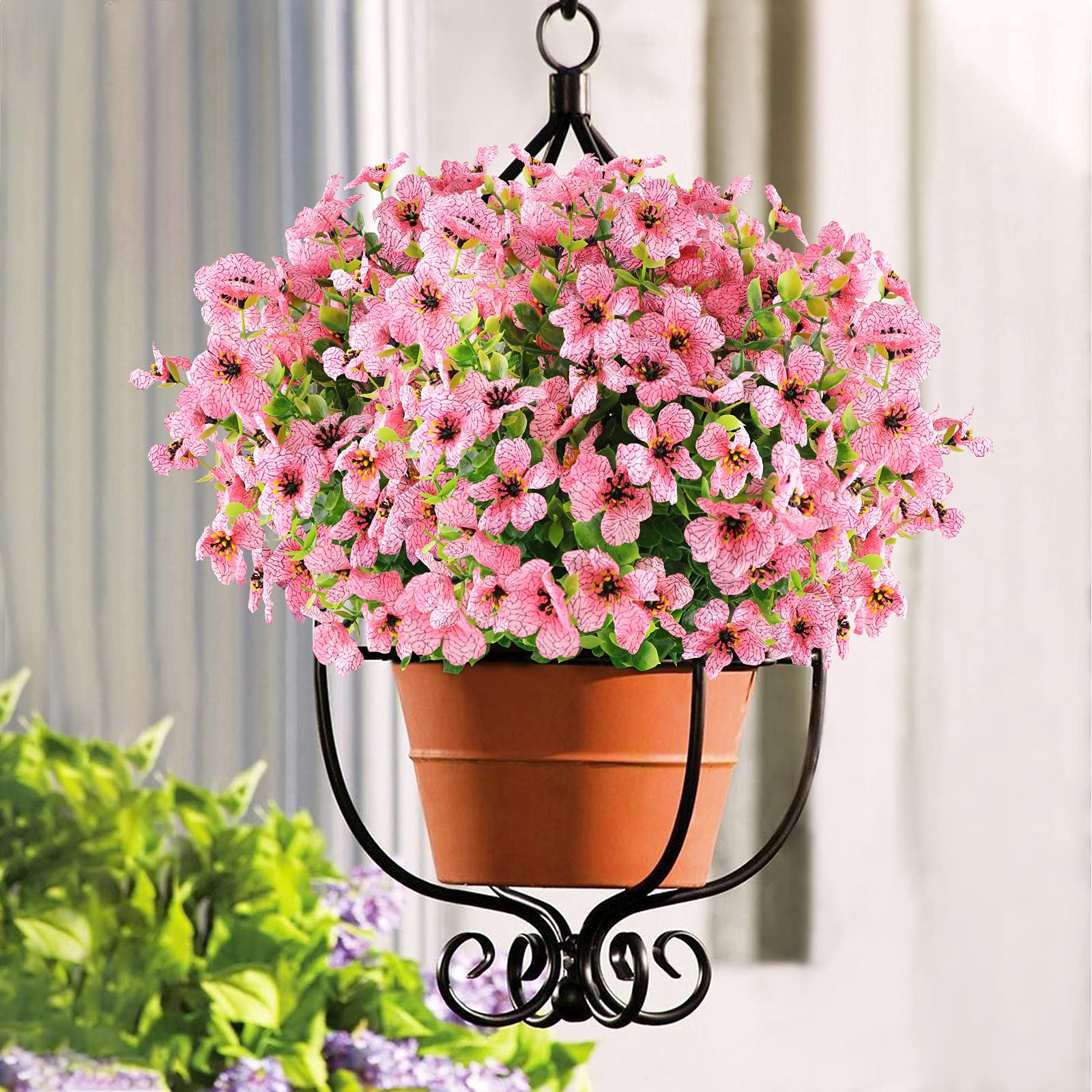 GREENRAIN 18 Bundles UV Resistant Artificial Flowers - Outdoor Fake Plants for Garden, Window Box, Porch & Home Decor (Pink) | Perfect for Patio, Wedding, Party & DIY Floral Arrangements
