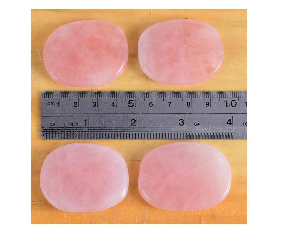 7-Piece Natural Rose Quartz Massage Stones Set - Smooth Healing Crystals for Professional & Home Spa Therapy, Facial & Body Relaxation