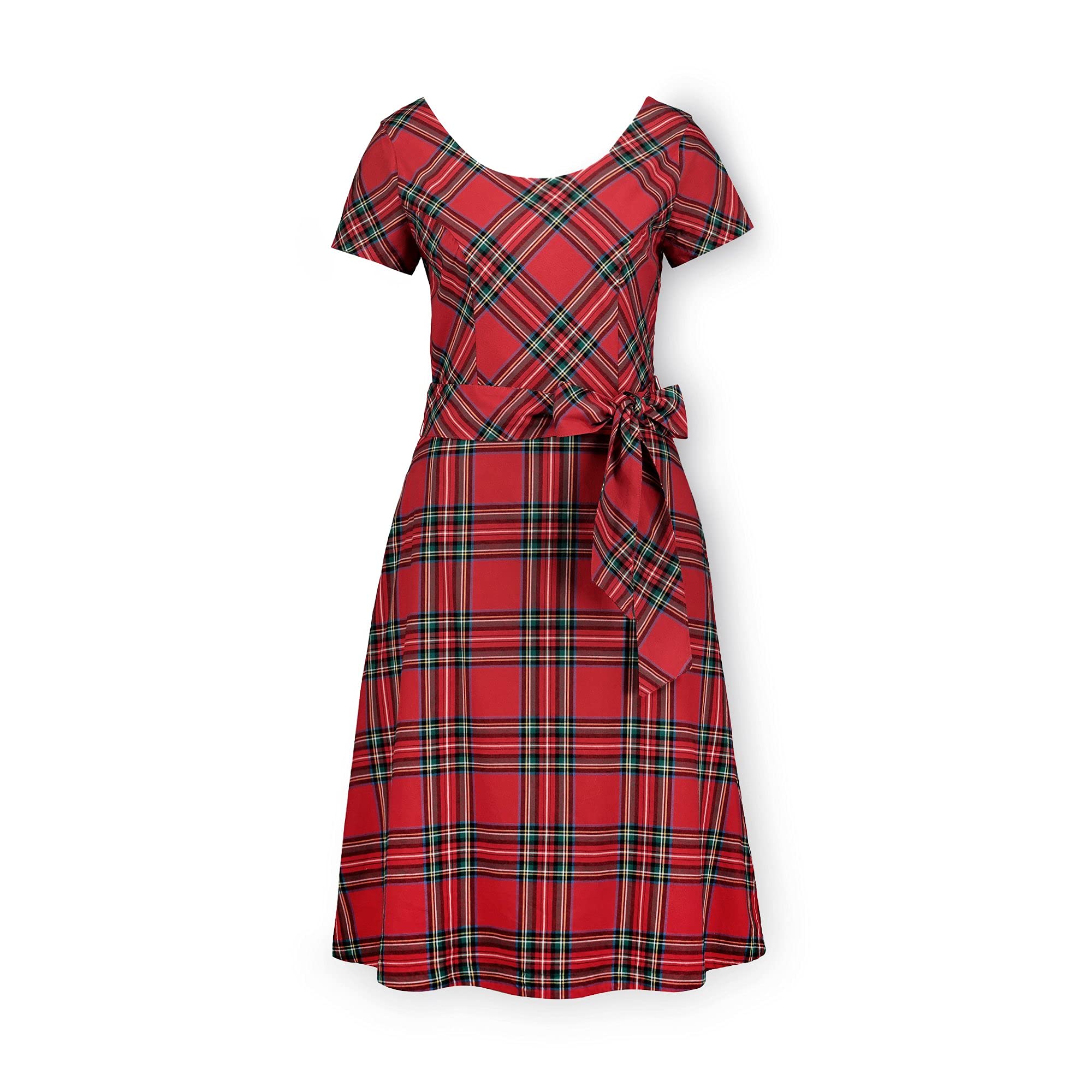 Hope & Henry Women's Sleeveless A-Line Dress with Waist Sash - Elegant Summer Cocktail Party & Wedding Guest Dress
