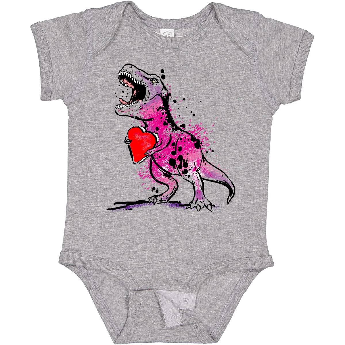 Inktastic Valentine's Day Graffiti T-Rex with Heart-Shaped Candy Baby Bodysuit - Cute Dinosaur Outfit for Infants & Toddlers | Perfect for Valentine's Day, Birthday Parties & Family Photos
