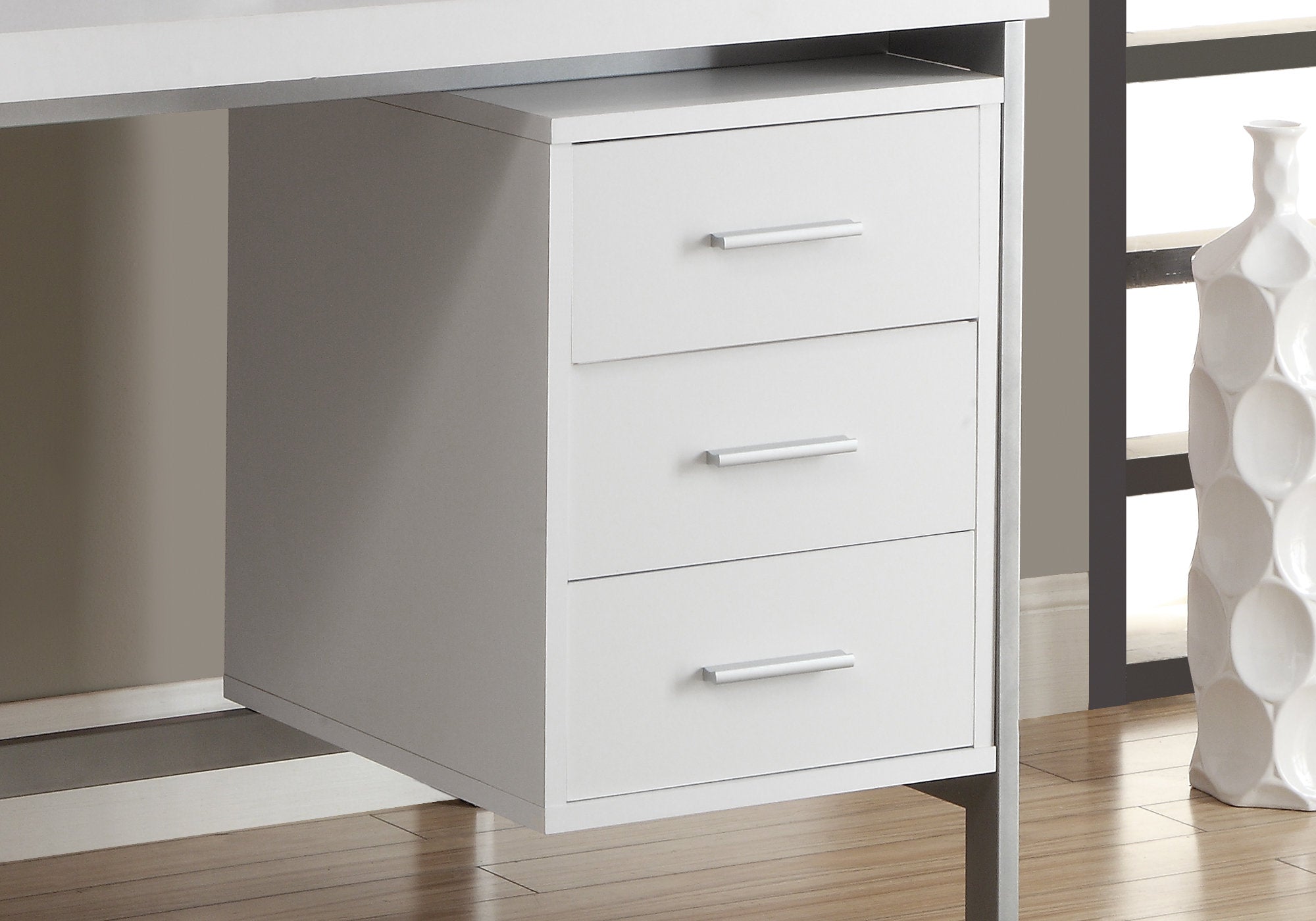60L White & Silver Metal Office Series Storage Cabinet - Perfect for Home Office, Classroom, and Workspace Organization