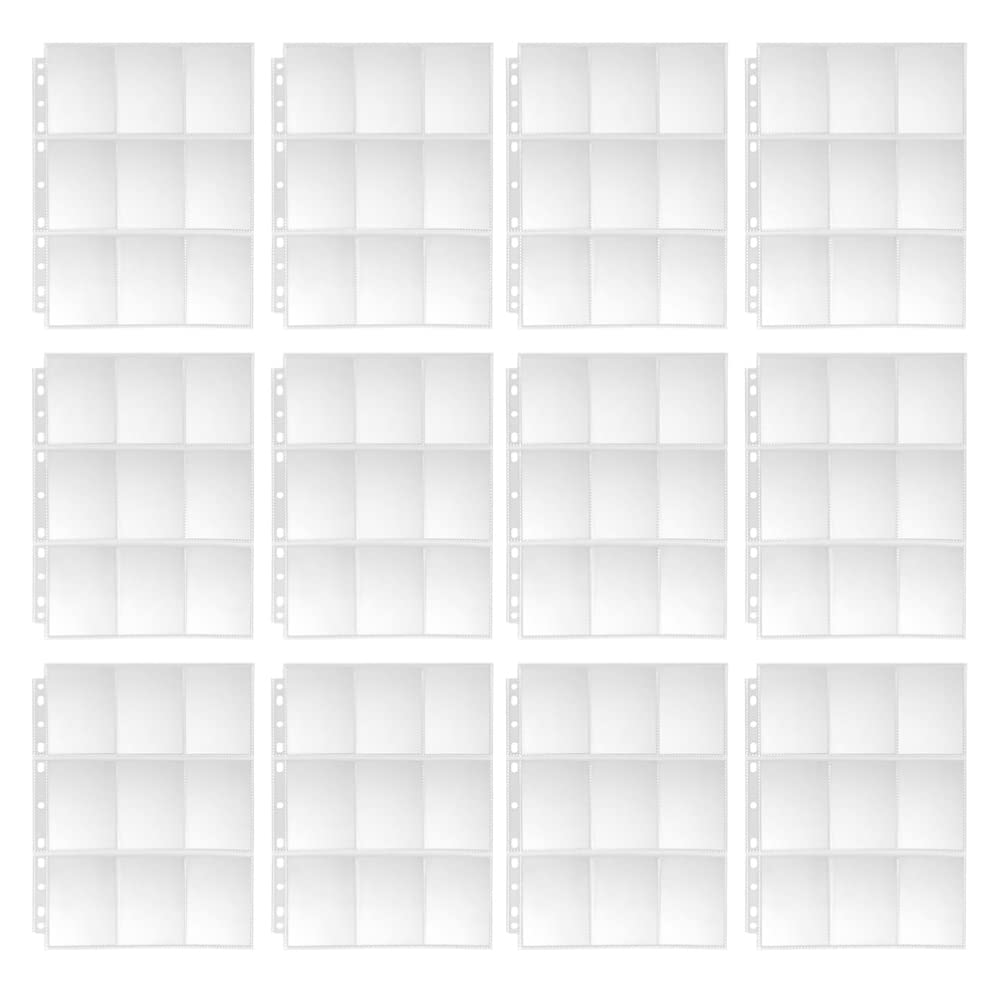 130pcs Clear Baseball Card Sleeves - 9 Pocket Trading Card Protector Sheets for Collectors | Perfect for Sports Cards, Business Cards, Stickers & Badges | Organize Your Game Cards, Stamp Collections & Trading Cards