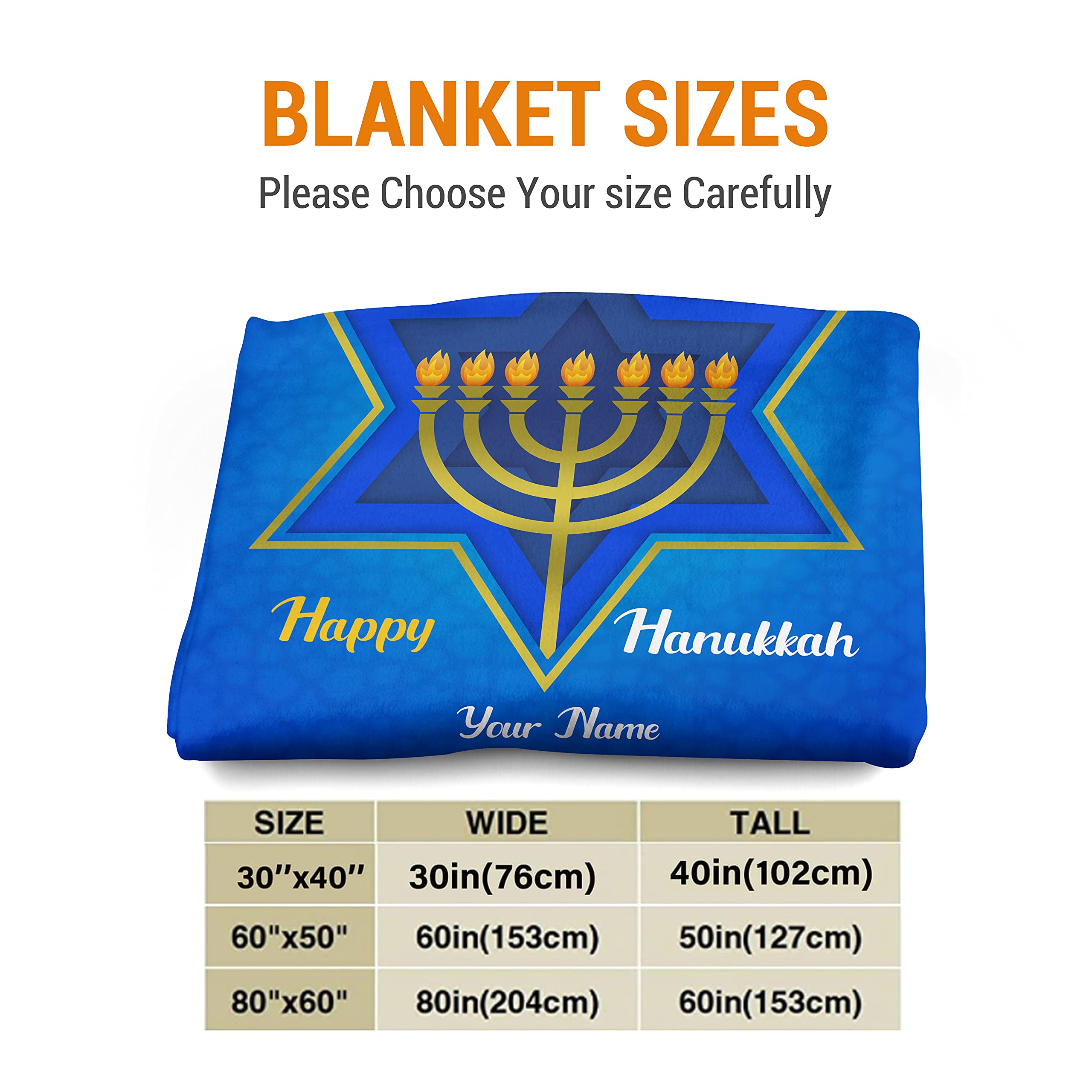 Personalized Hanukkah Fleece Blanket - Ultra Soft & Cozy 50x60 Inch Holiday Throw for Couch, Sofa, Bed - Perfect for Hanukkah Gifts, Winter Nights & Jewish Celebrations