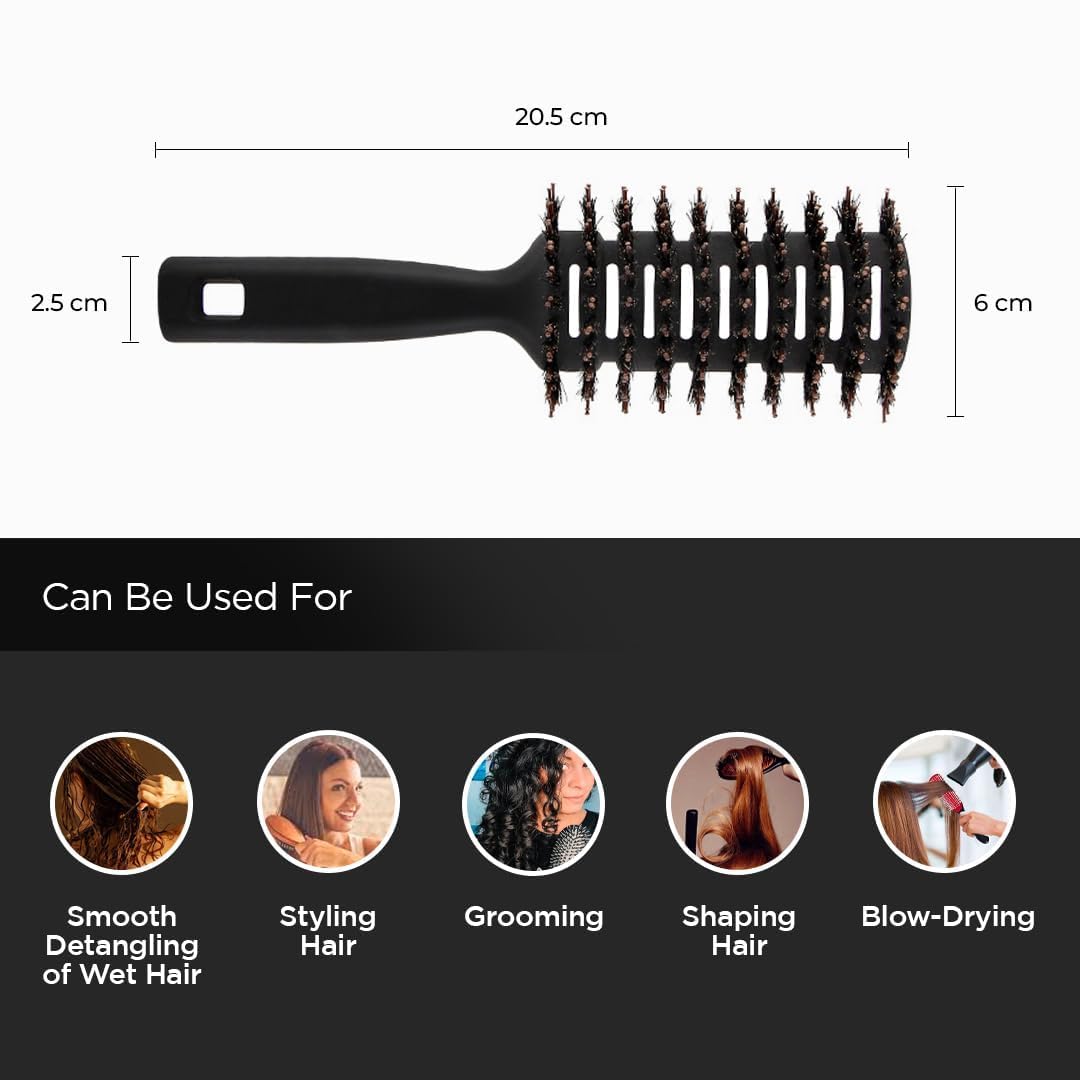 Kuber Hair Brush with Flexible Bristles - Detangles & Straightens for All Hair Types - Home & Travel Use
