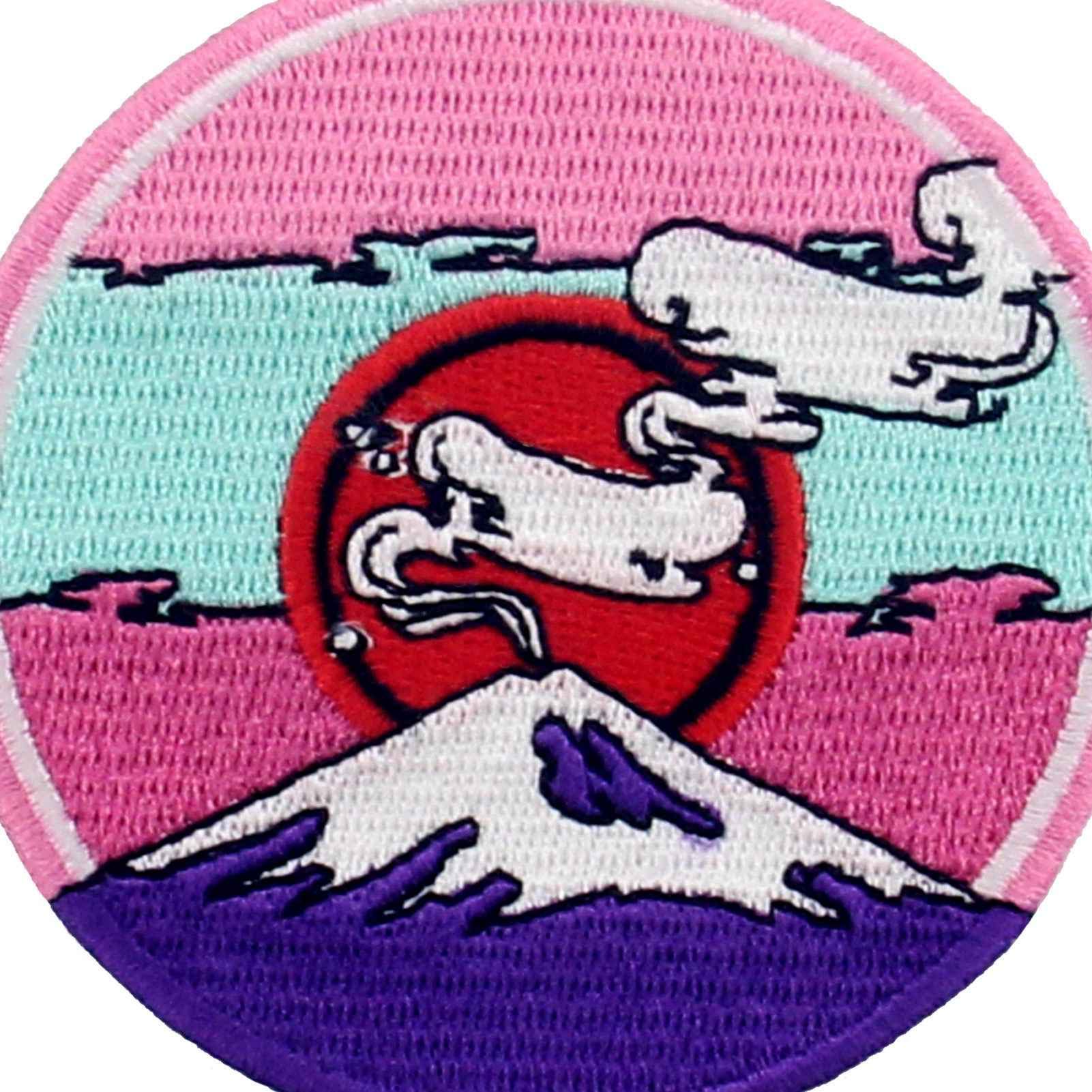 Fuji Under The Red Sun Embroidered Patch - Iron On & Sew On Applique Emblem for Jackets, Hats, Bags & DIY Crafts | Vintage Japanese Inspired Design
