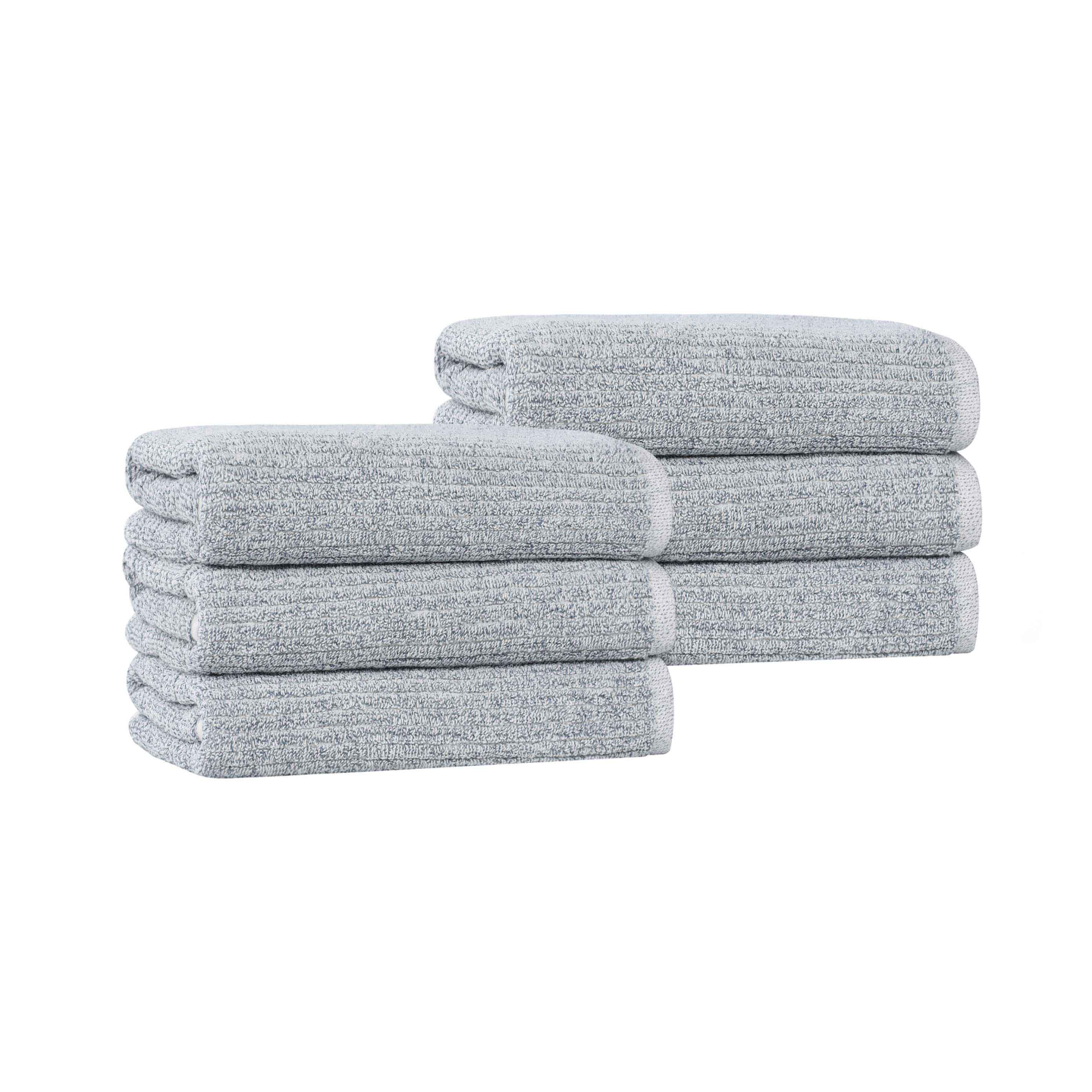 Premium Cotton Blend Ribbed Hand Towels Set of 6 - Soft & Absorbent Bath Towels for Kitchen, Bathroom & Guest Use - Luxury Hotel Quality Home Essentials