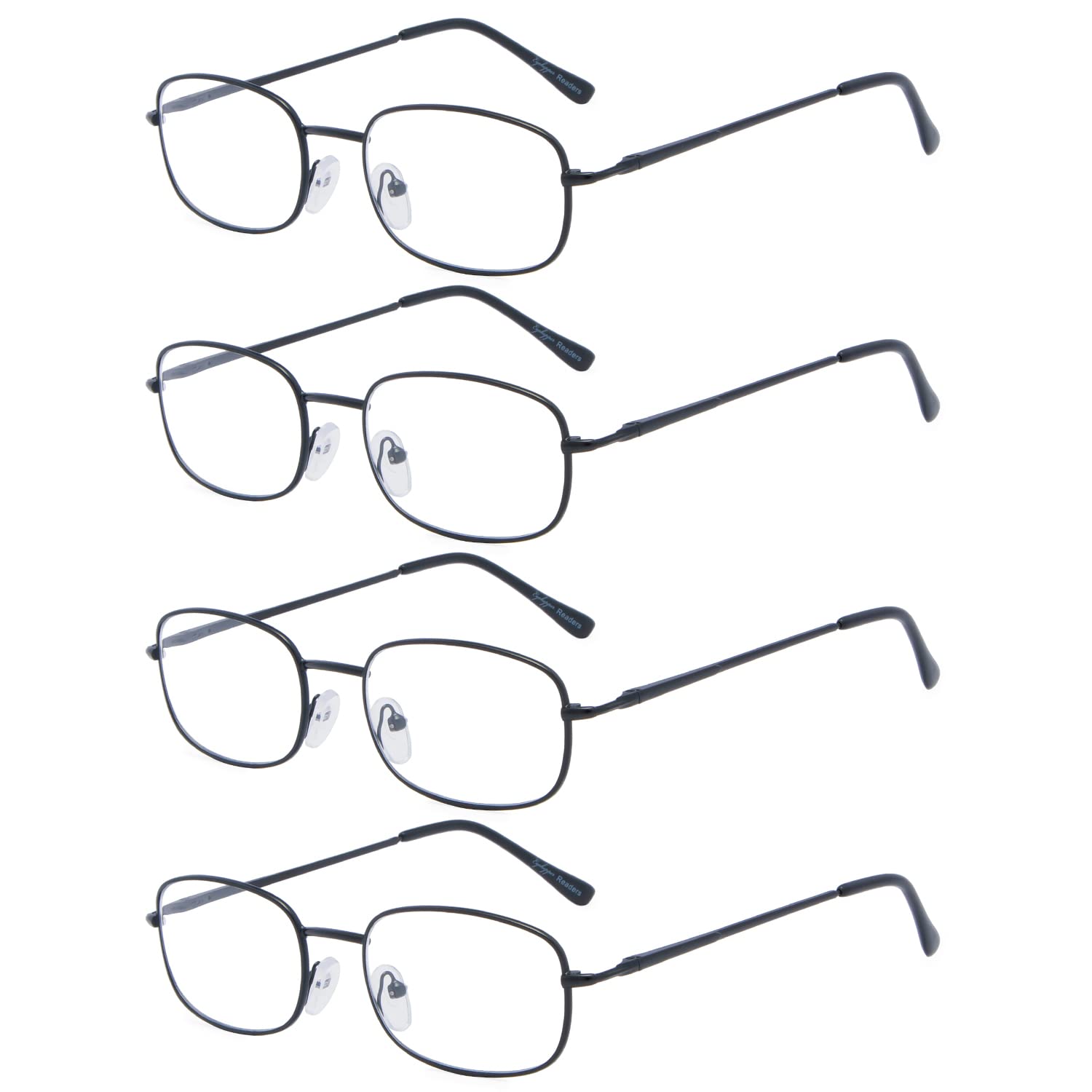 Eyekepper 4 Pairs Reading Glasses - Lightweight Metal Frame Readers with Spring Hinges for Men & Women - Perfect for Reading Books, Using Phones & Computer Work