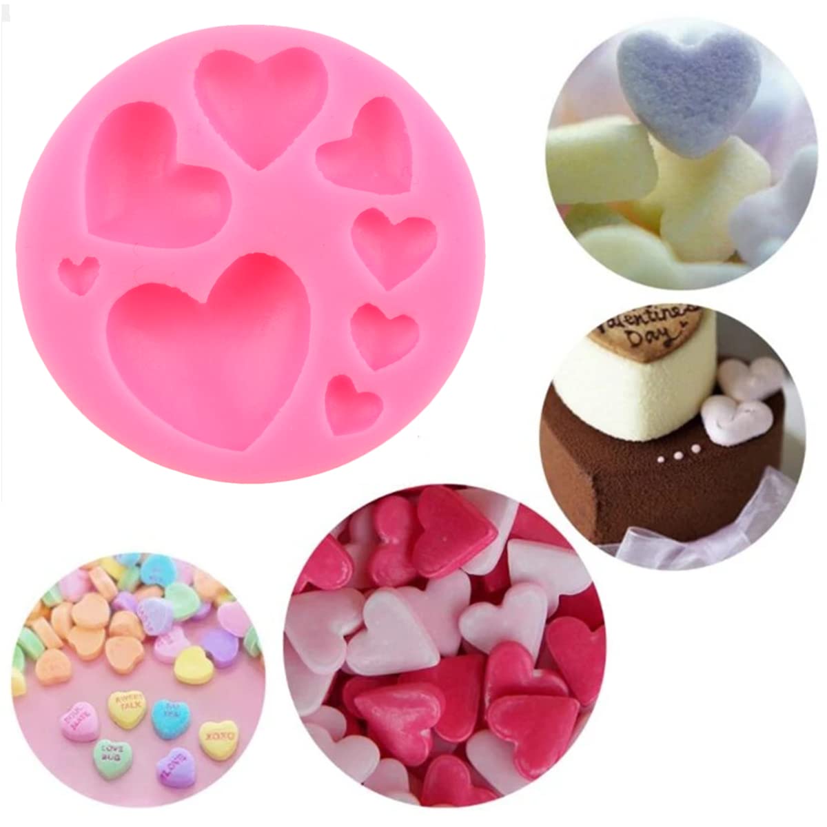 2 Pcs Heart Silicone Molds - Small & Large Heart Chocolate Candy Molds for Baking, Cake Decor, DIY Desserts - Perfect for Valentine's Day, Wedding, Party Treats