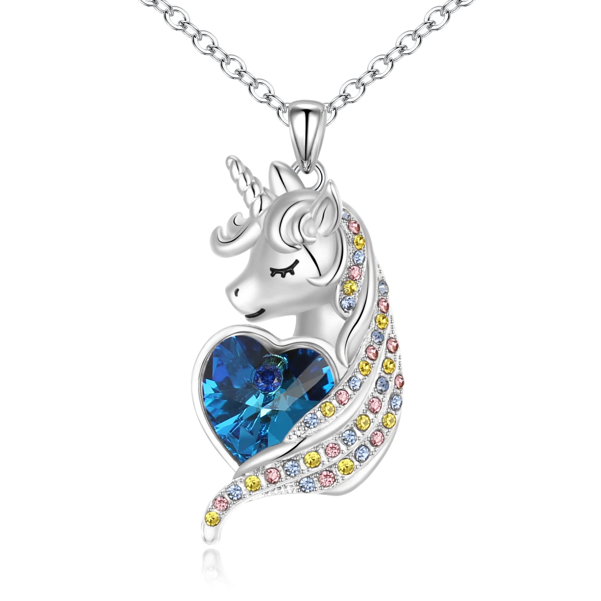 Flyonce Heart Crystal Unicorn Necklace for Women - Elegant Valentines Day Gift, Birthday Jewelry for Daughter & Granddaughter | Perfect for Romantic Dates, Special Occasions & Everyday Wear