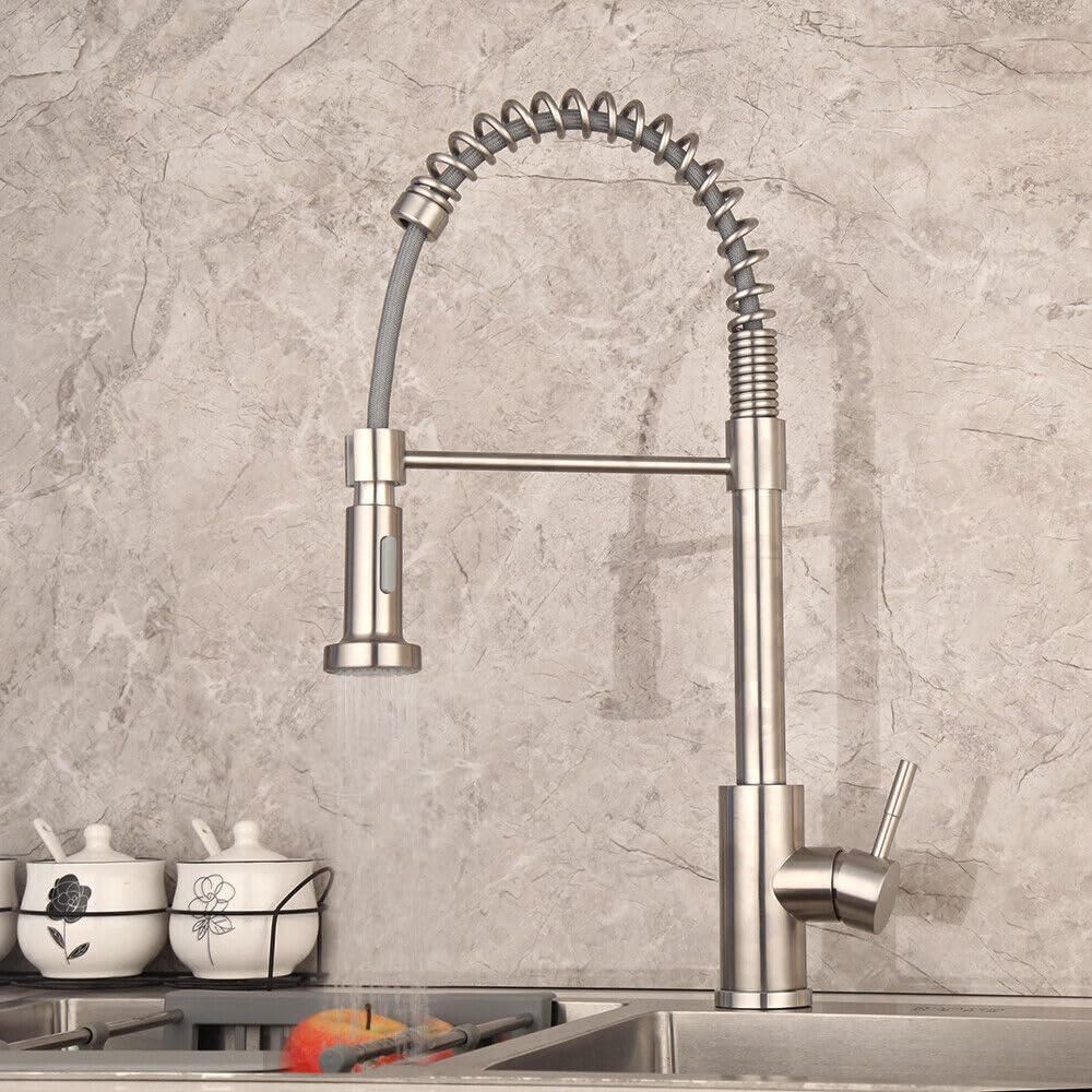 InArt Single Lever Kitchen Sink Mixer - 360° Swivel Pull-Down Sprayer Faucet with Multi-Function Spray Head, Chrome Finish (KSF024) for Modern Home Kitchen & Bar Sink