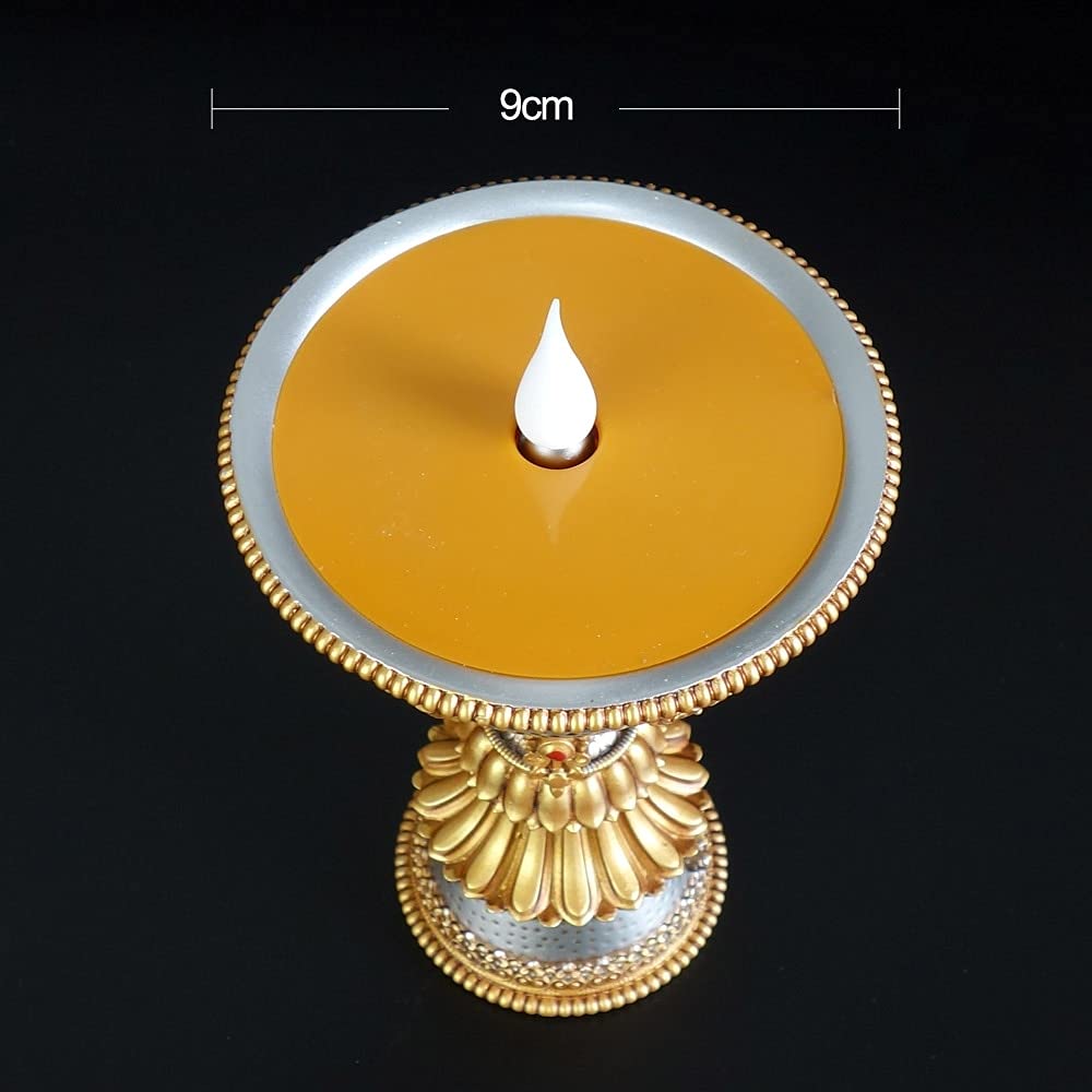 2 Pcs Tibetan LED Candle Butter Lamp - Smokeless Flameless Buddhist Electronic Candles with USB Power - Perfect for Home Decor, Meditation & Spiritual Ceremonies