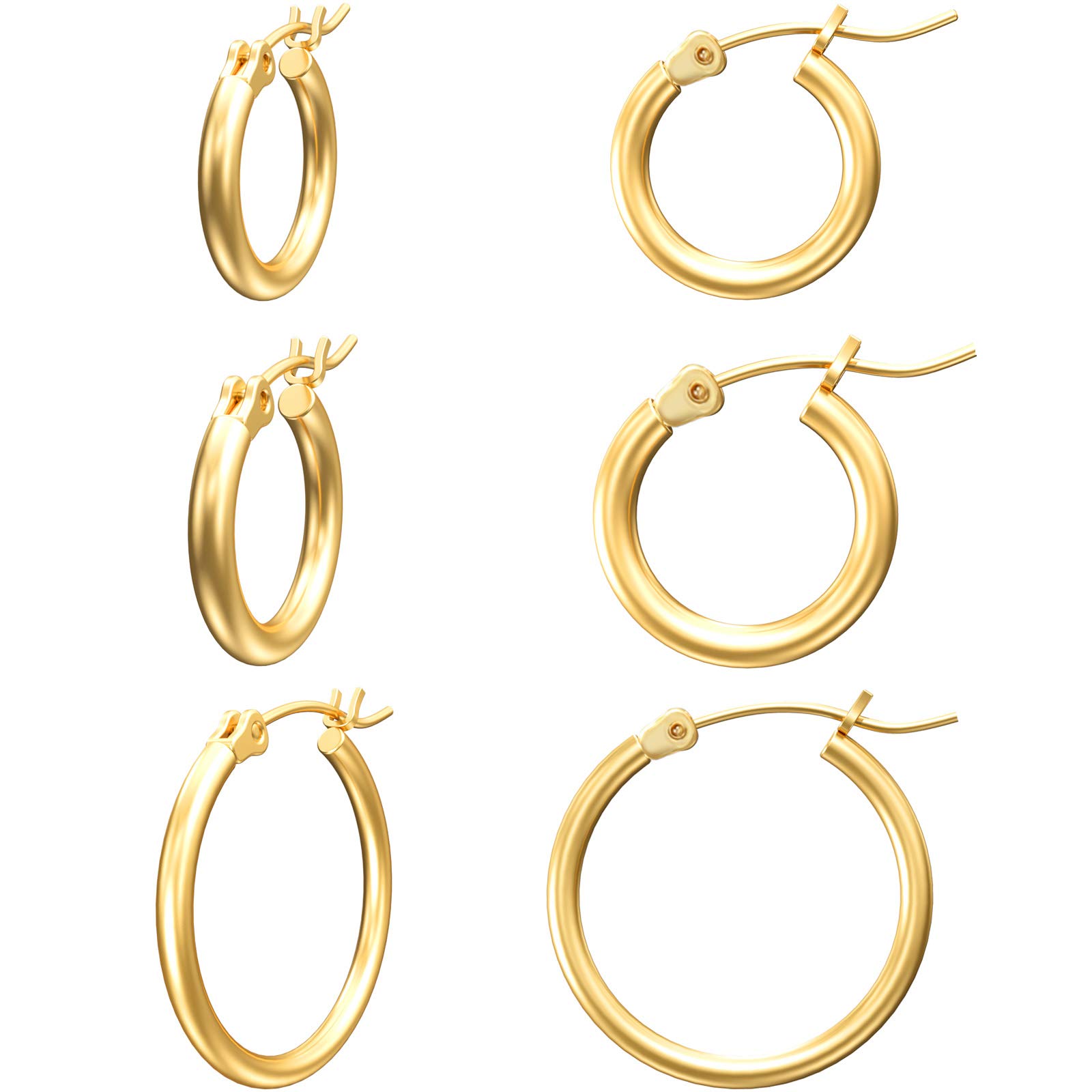 Gacimy 14K Gold Plated Hoop Earrings for Women - 925 Sterling Silver Post Hypoallergenic Dangle Hoops | Perfect for Everyday Wear, Parties & Gifts