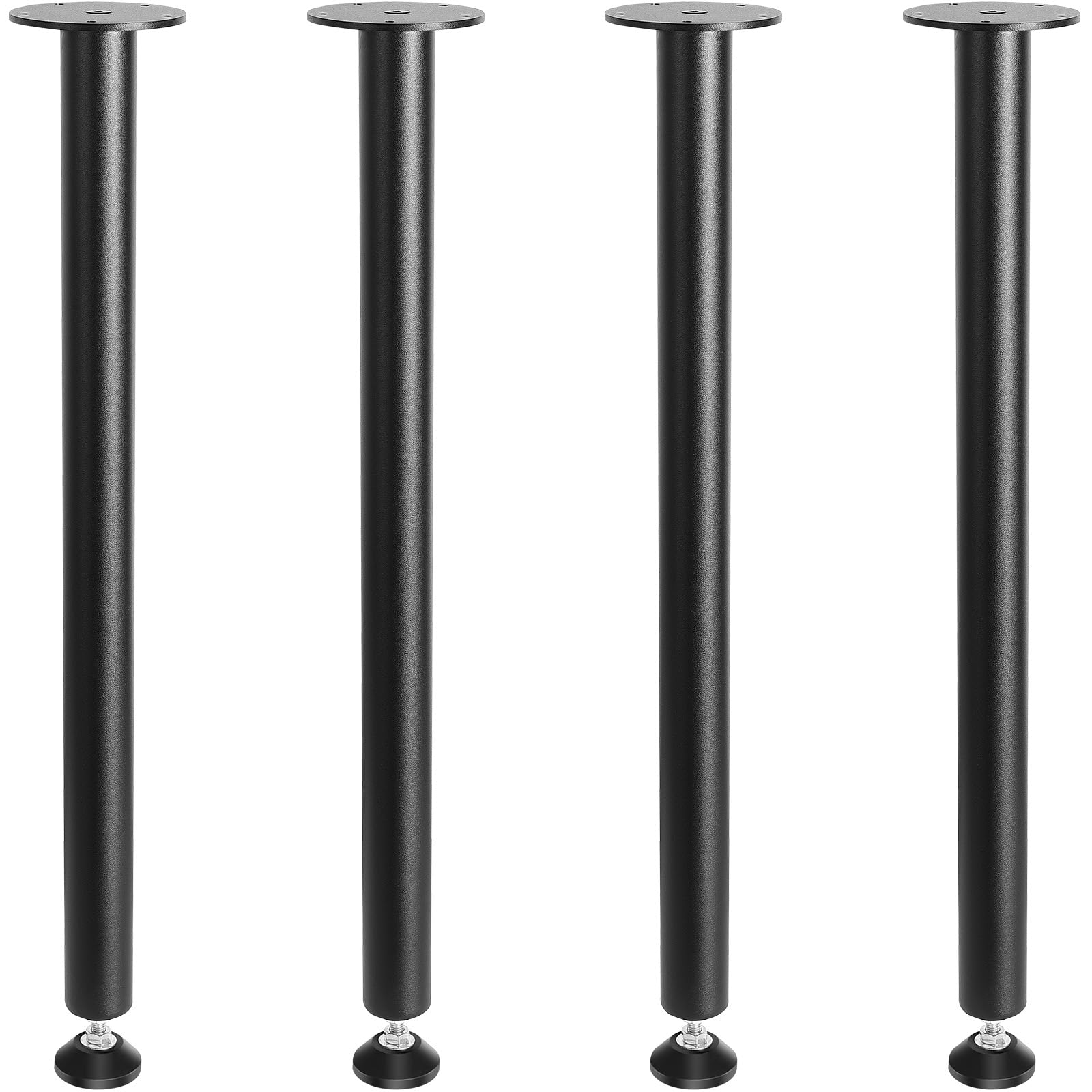 VEVOR 28 Inch Adjustable Desk Legs - Heavy Duty Steel Office Table Legs Set of 4 (1200 lbs Capacity) for DIY Standing Desk, Workbench & Home Office Furniture - Quick Installation with Adjustable Foot Cup (Black) - Perfect for Workspace, Gaming Setup & Study Room