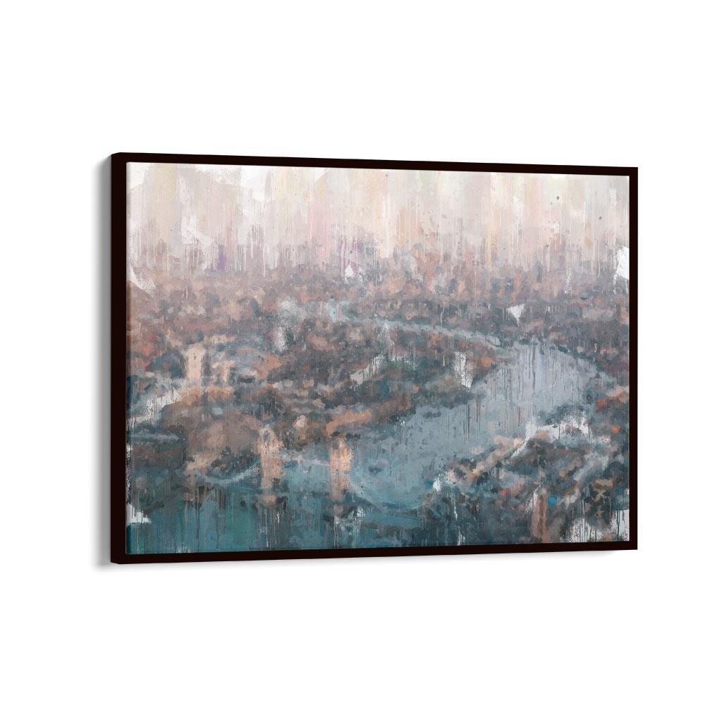 River Thames London Painting Framed Canvas Wall Art - Stunning Cityscape Decor for Living Room, Office & Bedroom