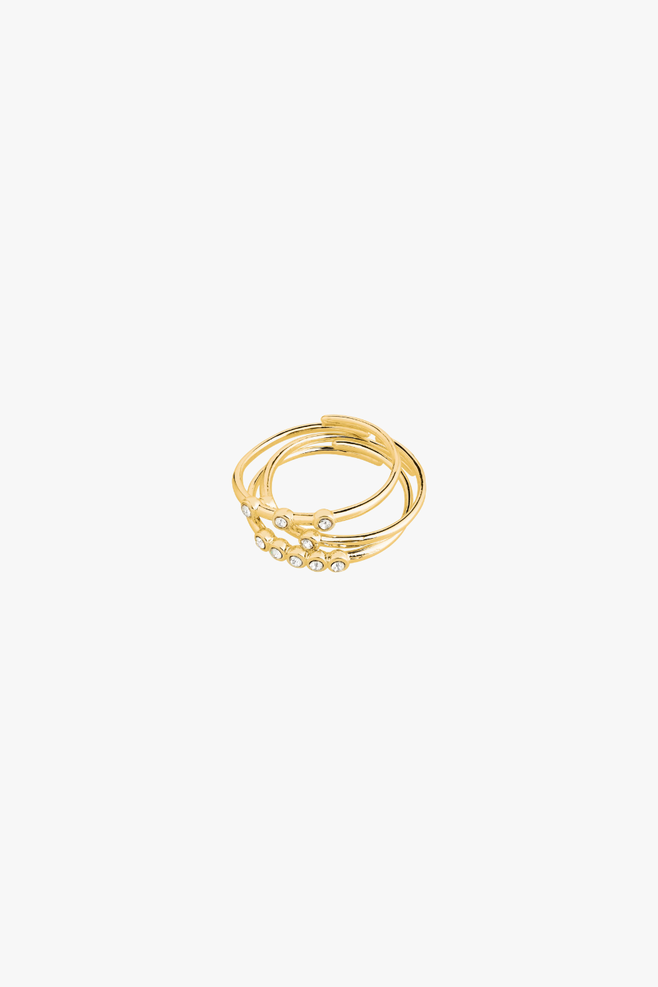 Sloan Gold EOL Crystal Recycled Rings Set of 3 - Eco-Friendly Jewelry for Women, Sustainable Stackable Rings for Everyday Wear, Gift for Her, Wedding, Anniversary & Special Occasions