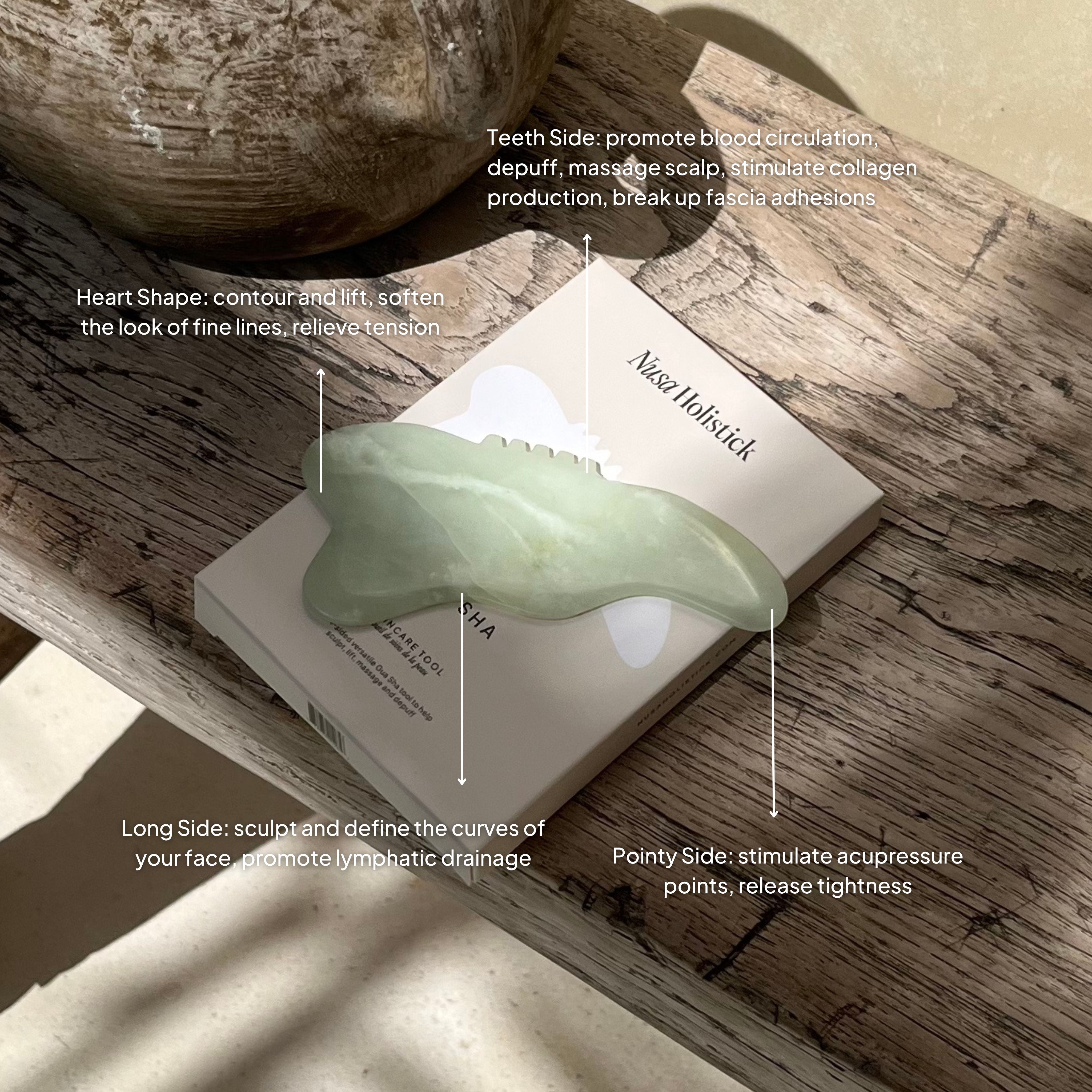 Natural Jade Gua Sha Facial Massage Tool for Skin Tightening & Wrinkle Reduction - Relaxing Beauty Therapy for Face & Neck Care at Home or Spa