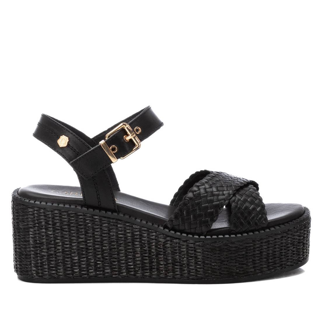 CARMELA Women's Black Leather Wedge Sandals - Comfortable High Heel Open Toe Shoes for Summer, Beach, Party & Casual Wear