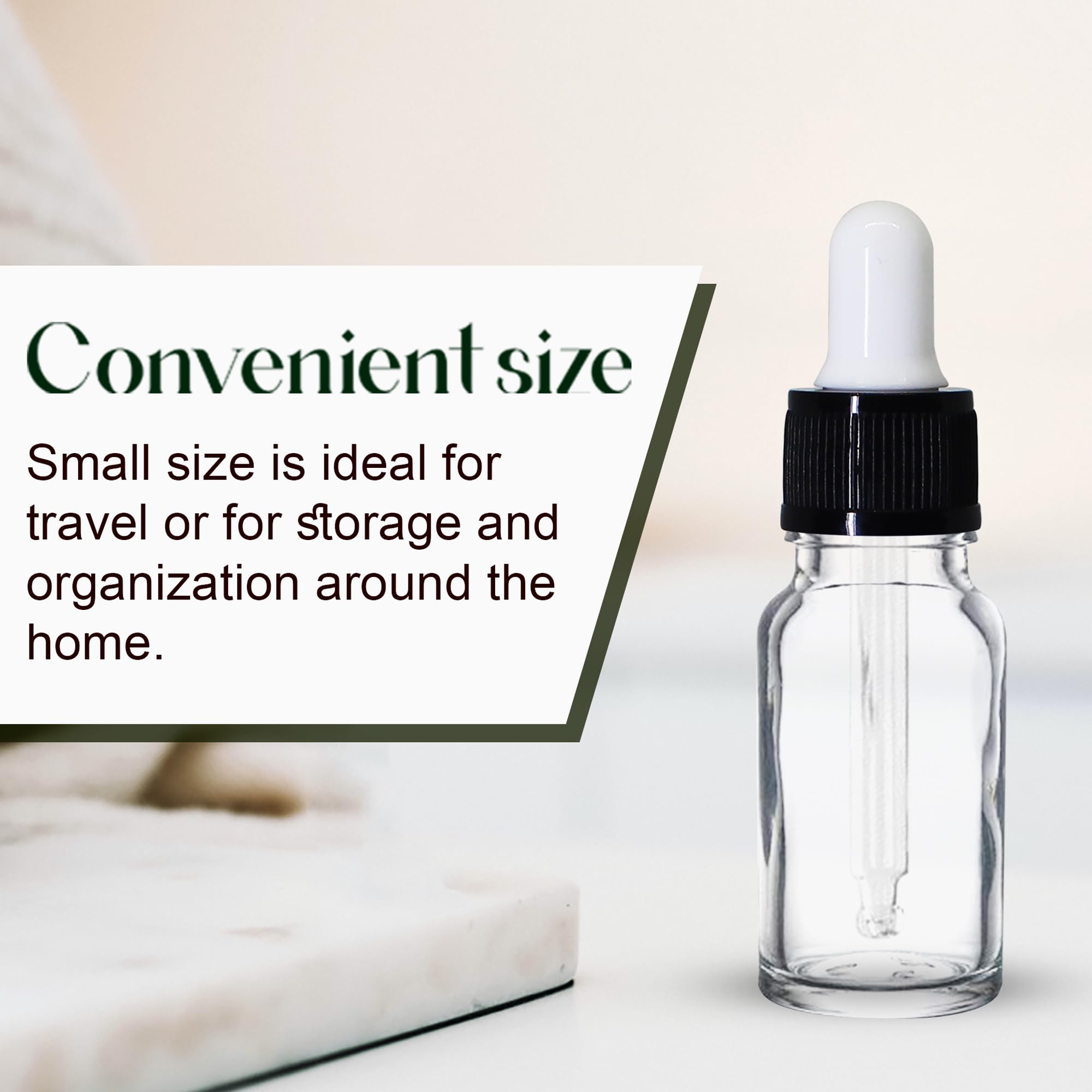 NSB Herbals 10ml Clear Round Empty Glass Bottle with Dropper & Black Ring - White Silicone Teat for Essential Oils, Perfumes, DIY Liquids (Pack of 3) | Refillable Travel-Size Containers for Aromatherapy & Beauty Products