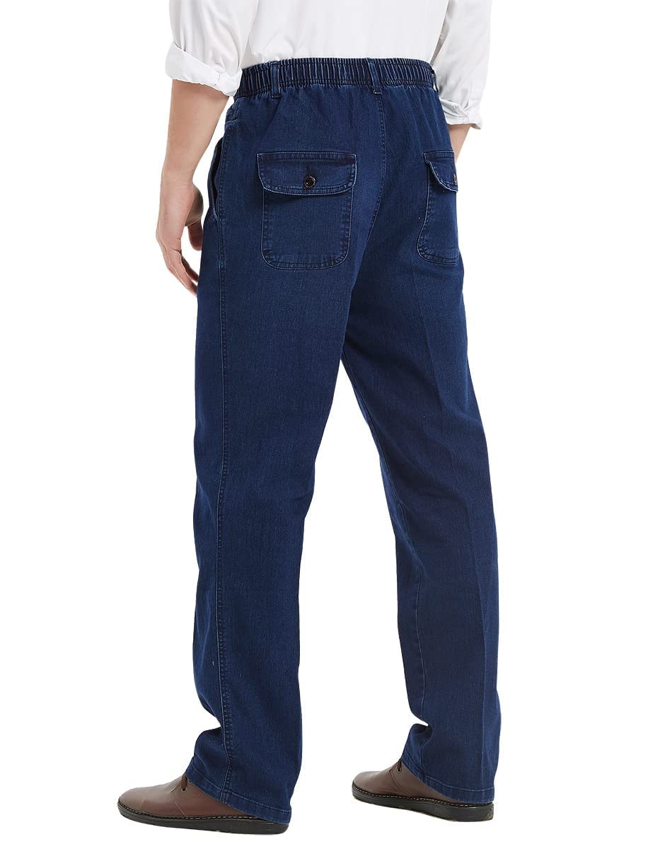 IDEALSANXUN Men's Stretch Comfort Fit Elastic Waist Jeans - Casual & Work Pants for Everyday Wear, Travel & Outdoor Activities