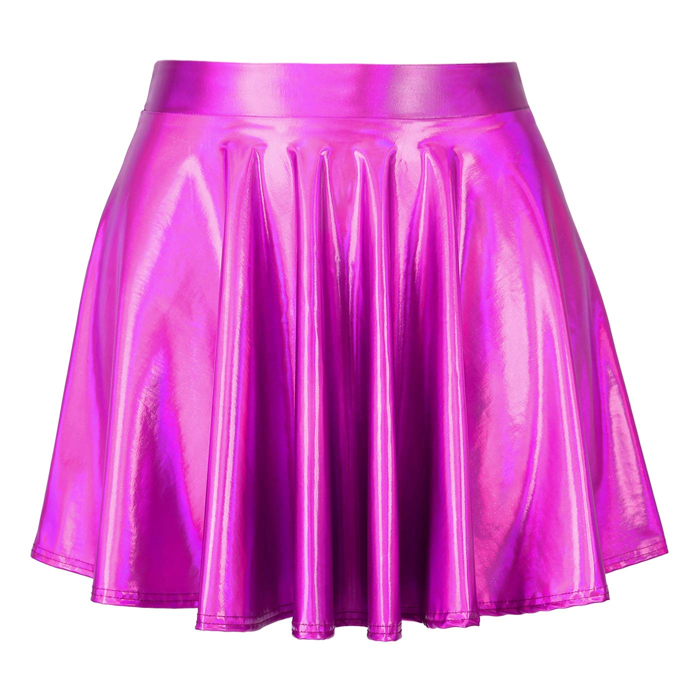 HDE Girls Metallic Skater Skort - Shiny Holographic Dance Skirt for Cheerleading, Gymnastics & Scooter Riding | Athletic Wear for Kids & Teens