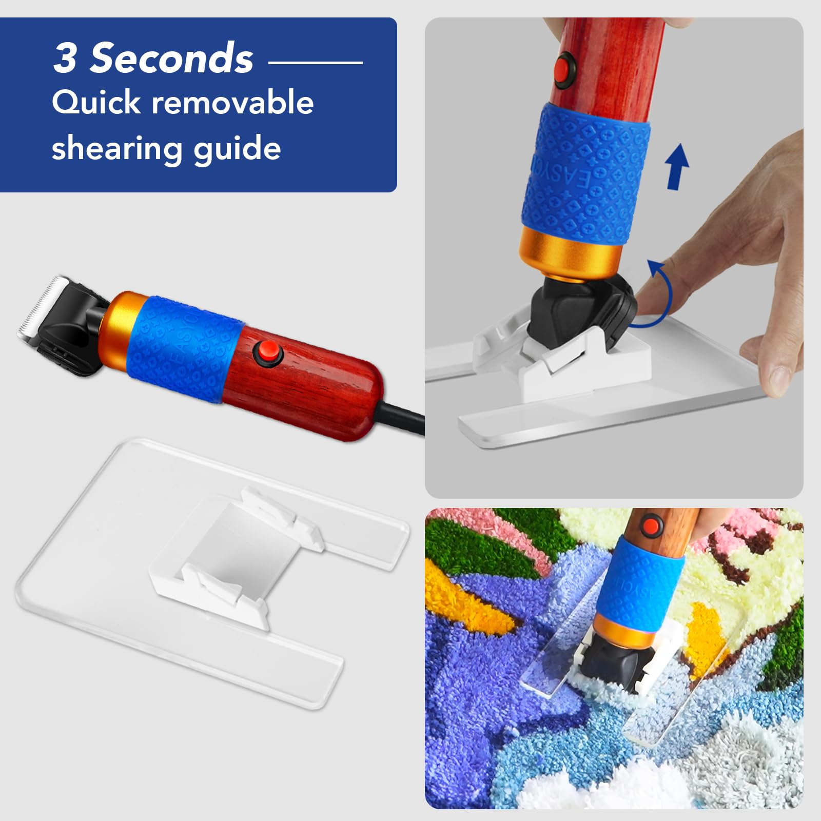 Justuft Rug Tufting Gun Kit - 2 in 1 Carpet Making Machine with Trimmer & Shaver - DIY Rug Punch Needle Tool for Home Decor, Wall Hanging & Craft Projects (Blue)