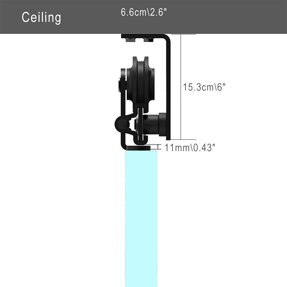 TSMST 5.5FT Ceiling Mount Sliding Barn Door Hardware Kit - T Style Track System for 33