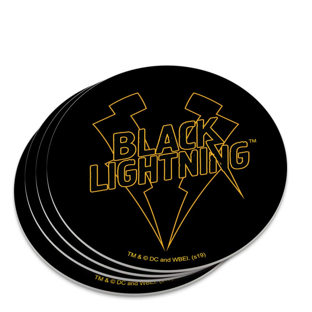 Black Lightning Logo Novelty Coaster Set - 4-Pack Non-Slip Drink Coasters for Coffee, Beer & Cocktails - Perfect for Home Bar, Office & Game Room Decor