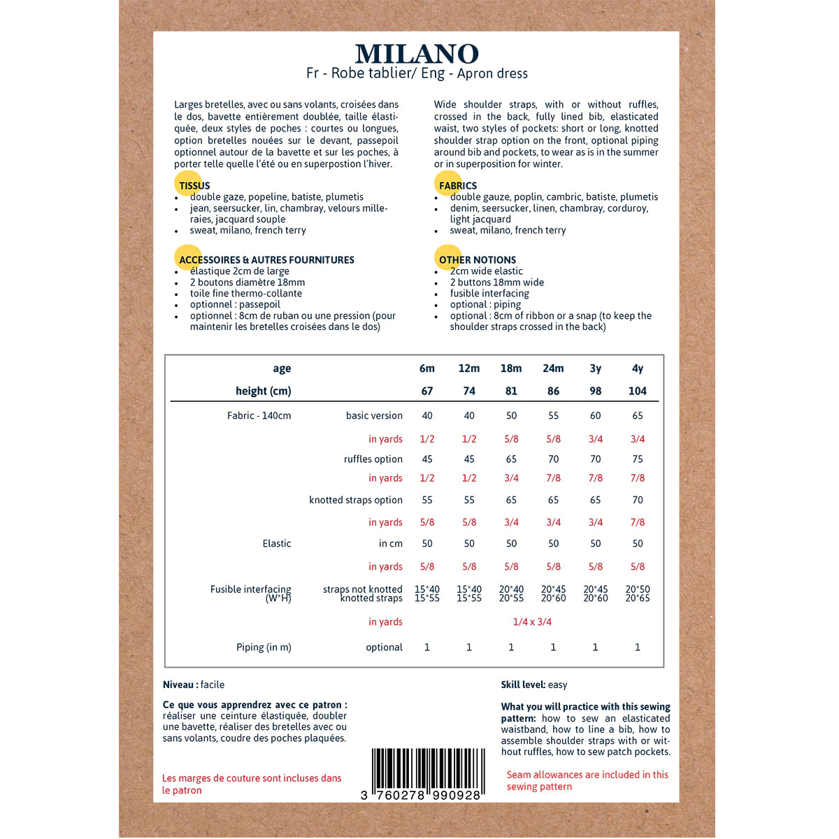 Milano Dress Pattern for Girls Age 6 Months to 4 Years - Perfect for Birthday Parties, Family Photos & Special Occasions