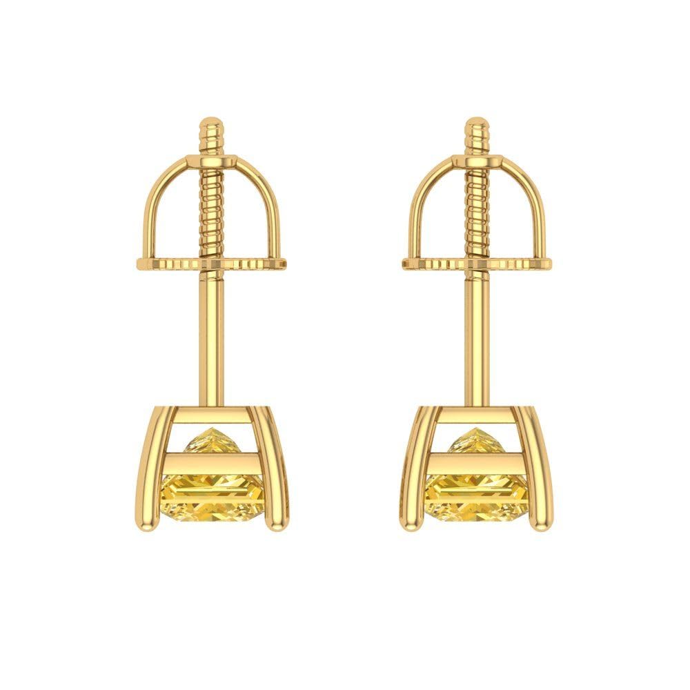 1.50ct Princess Cut VVS1 Yellow Simulated Diamond Stud Earrings 18K Gold for Parties & Gifting