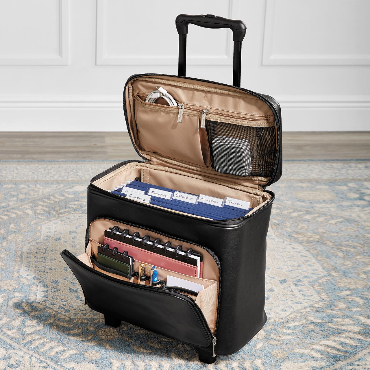 LevTex Rolling File Tote - Portable Expandable File Organizer with Wheels for Office, School & Home Documents Storage | Perfect for Teachers, Students & Professionals