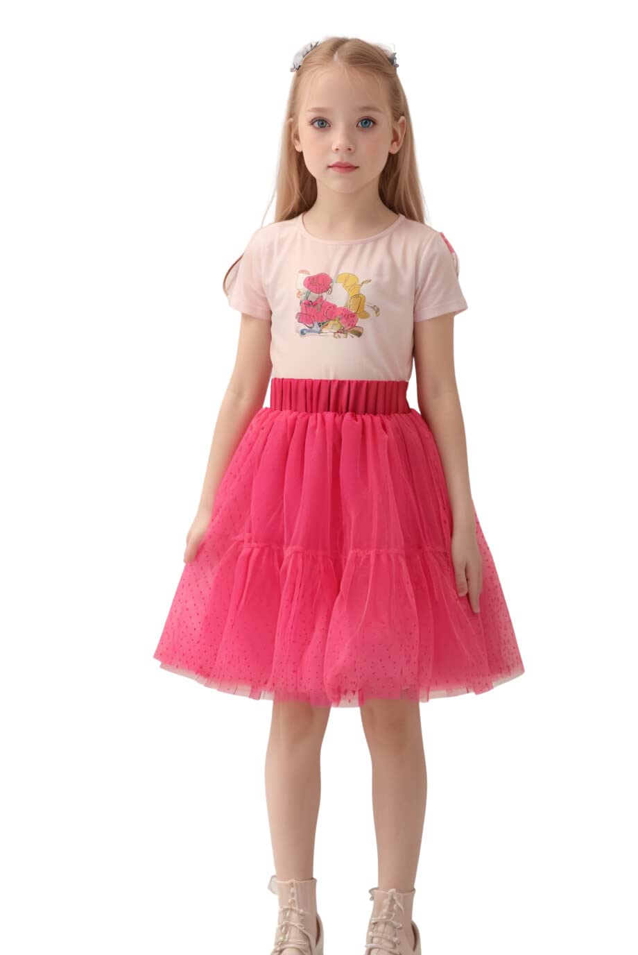 Girl's Midi Skirts - 4 Layered Tulle Tutu Skirt for Kids, Teens & Toddlers | Perfect for Birthday Parties, Dance Performances & Dress Up Play