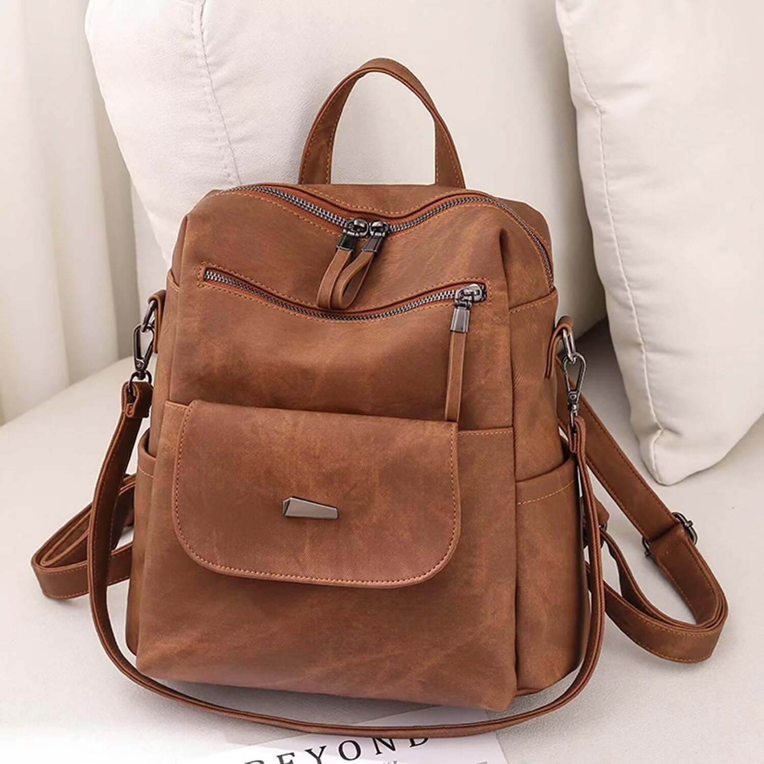 Women's PU Leather Backpack Purse - Fashion Travel Shoulder Bag for Work & Outings