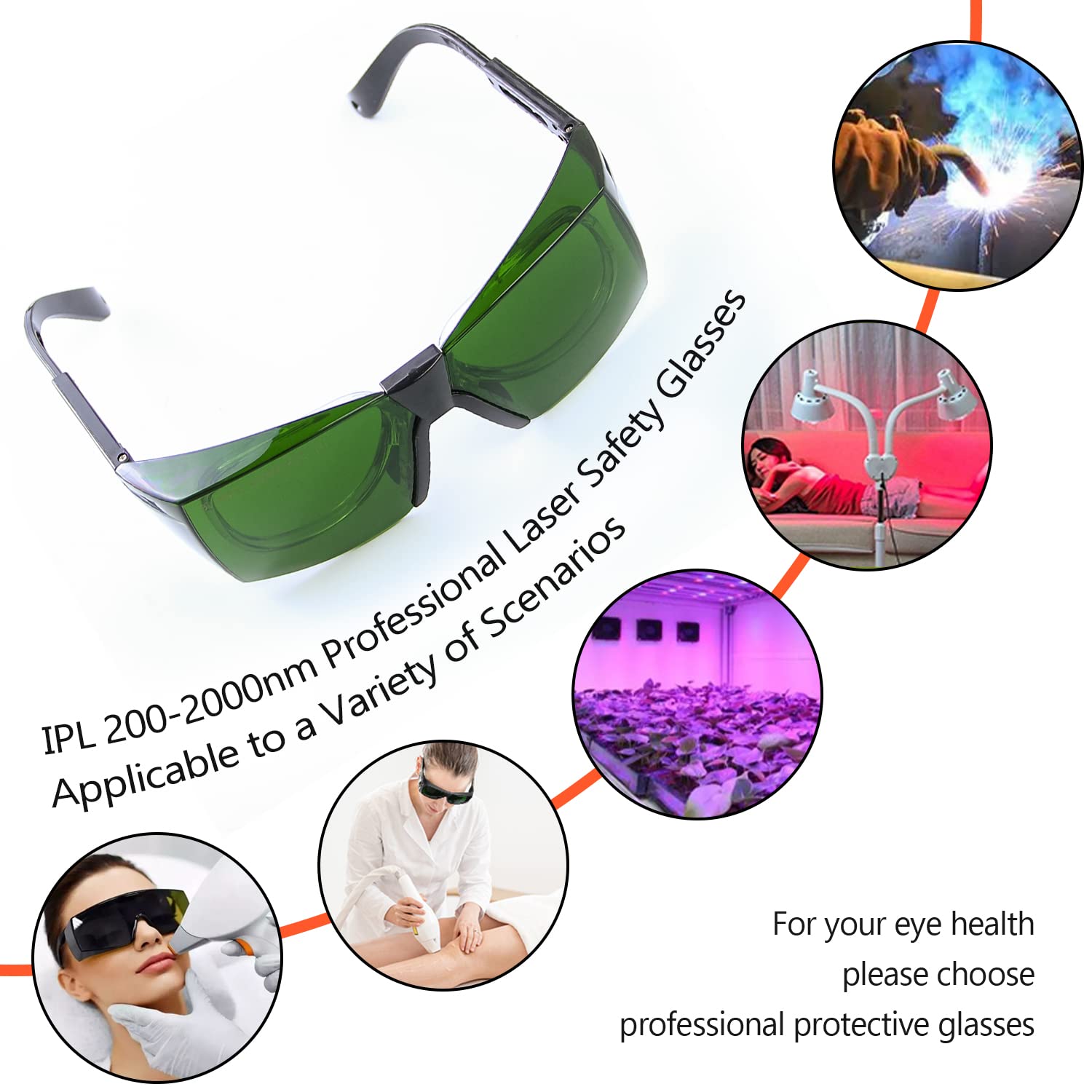 **IPL Laser Protective Glasses 200nm-2000nm – OD4+ Safety Goggles for Intense Pulsed Light, Laser Pointer & Infrared LED – Perfect for Tanning, Beauty Cosmetology & Medical Eye Protection – Ideal for Salon, Clinic & Home Use**