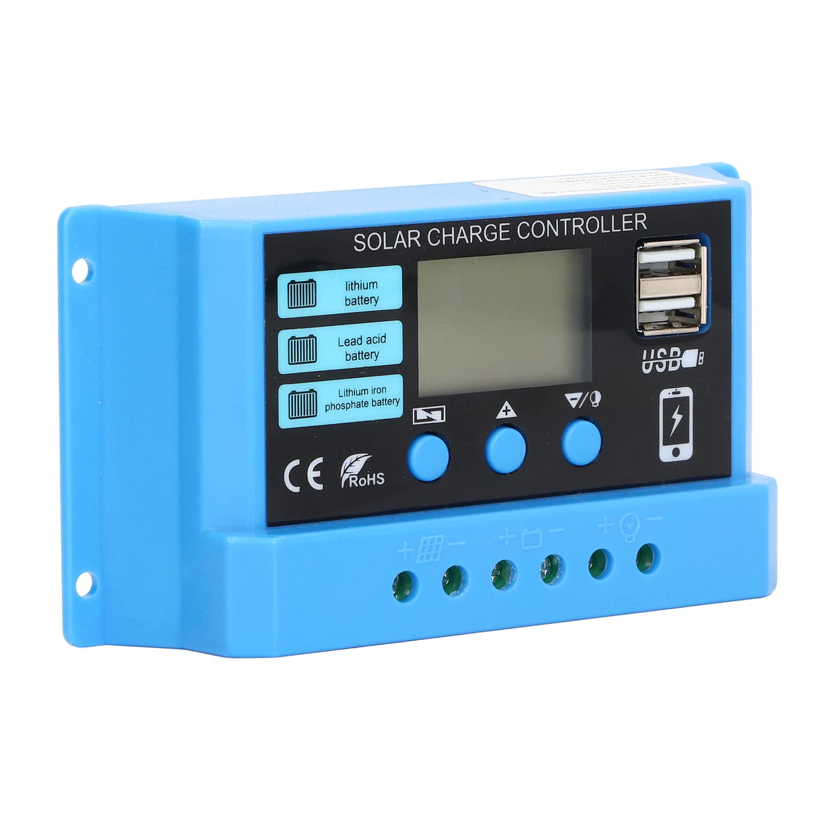 12V 24V Solar Charge Controller with Dual USB Output - 20A Auto Adaptation Solar Battery Regulator for Home & RV Power Systems | Perfect for Off-Grid Solar Panels, Camping & Emergency Backup
