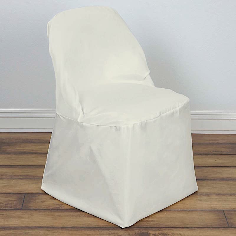 100 Pack White Round Polyester Chair Covers - Washable Folding Seat Covers for Wedding, Party, Banquet & Special Events - Elegant Table Decorations for Reception, Ceremony & Dining Room Setup