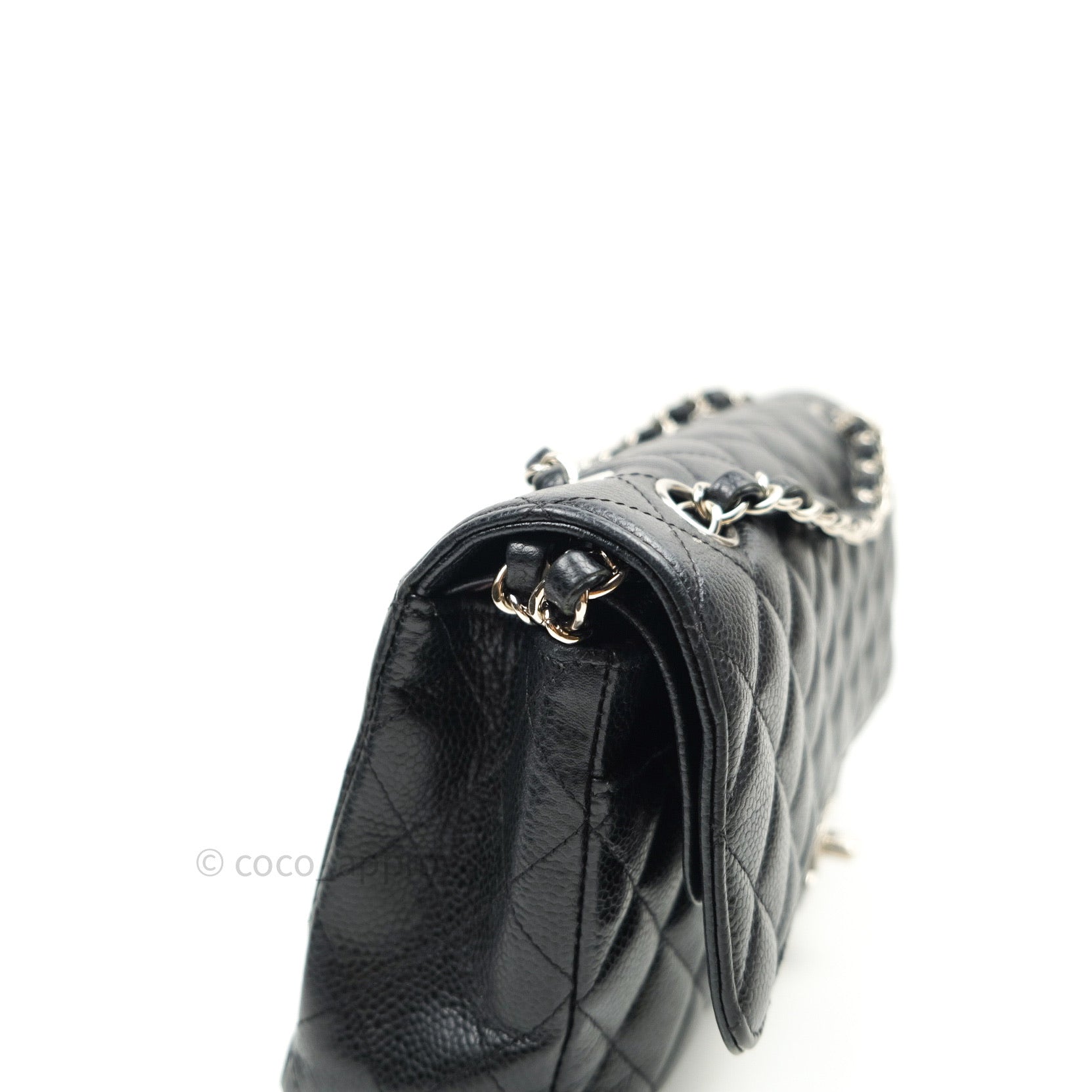 Chanel Classic Medium Double Flap Bag Black Caviar Leather with Silver Hardware - Luxury Shoulder Bag for Women, Perfect for Work, Parties & Special Occasions