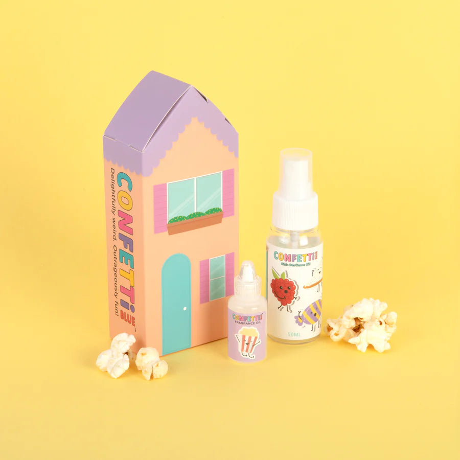 Confetti Blue Mini Perfume Making Kit for Kids - DIY Scent Creation Set with Popcorn Fragrance, Perfect for Birthday Parties & Craft Activities
