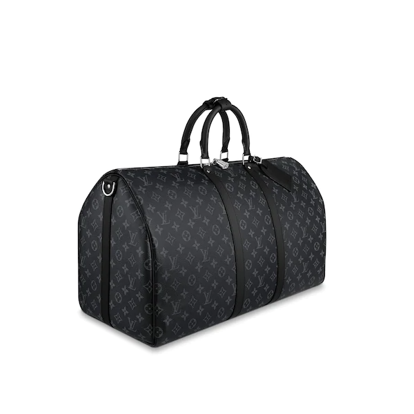 LV Keepall 55 Bandouliere Duffel Bag - Monogram Eclipse Canvas Travel Bag for Men & Women | Perfect for Weekend Getaways & Business Trips