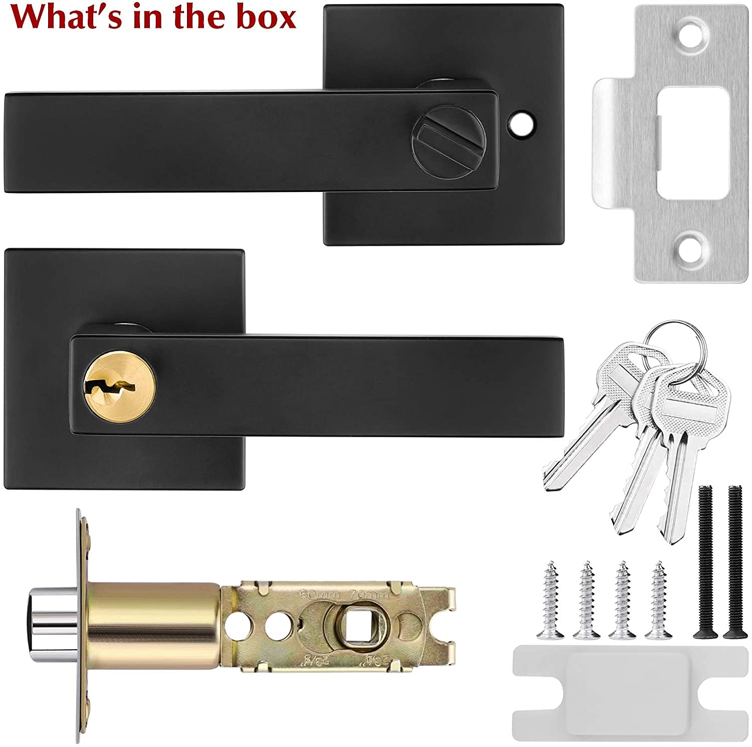 Homdiy Heavy Duty Black Exterior Door Handle Lever with Lock & Keys - Left/Right Handed Reversible Entry Door Handle Set (3 Pack) - Perfect for Home, Office & Commercial Security