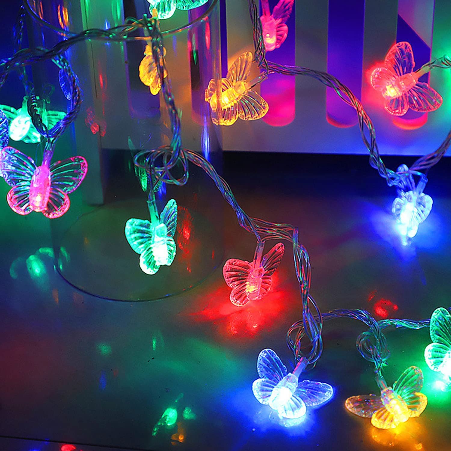 Dragonfly String Lights 10ft 20 LED Battery Powered - Retro Copper Wire Fairy Lights for Christmas Tree, Garden, Wedding, Party & Holiday Decorations - Summer Outdoor Lighting (Butterfly-2) - Perfect for Bedroom, Patio, Backyard and Special Events