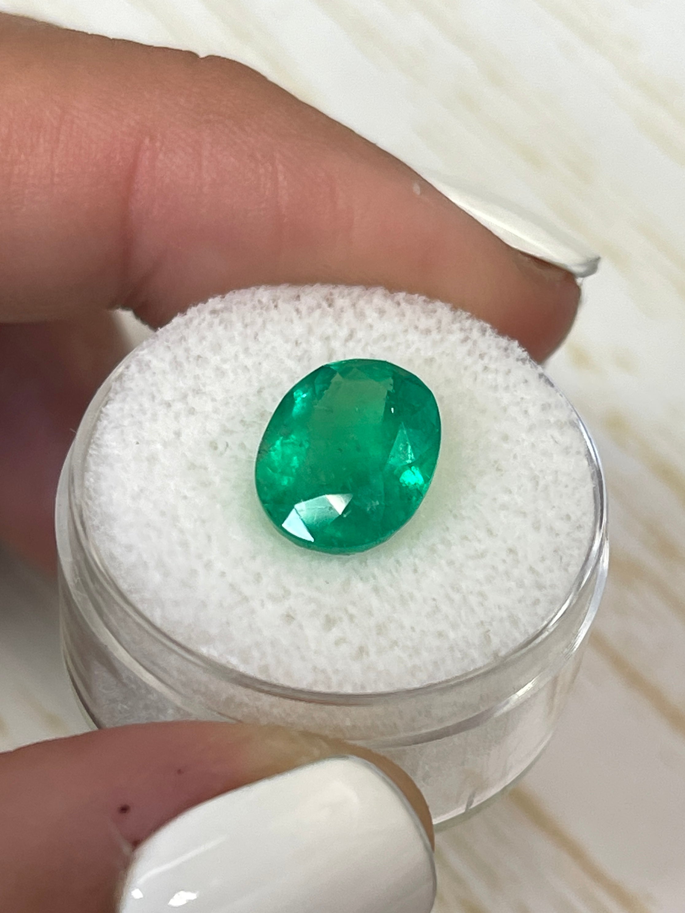4.04 Carat 12x9mm Yellowish Green Natural Loose Colombian Emerald Oval Cut Gemstone for Jewelry Making, Engagement Rings & Collector's Items