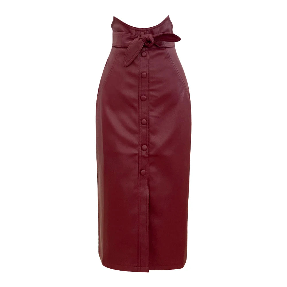 Elegant Asymmetrical High Waist Patchwork Skirt for Women | Lace-Up Midi Skirt | Fashionable Fall Outfit for Office, Party & Date Night