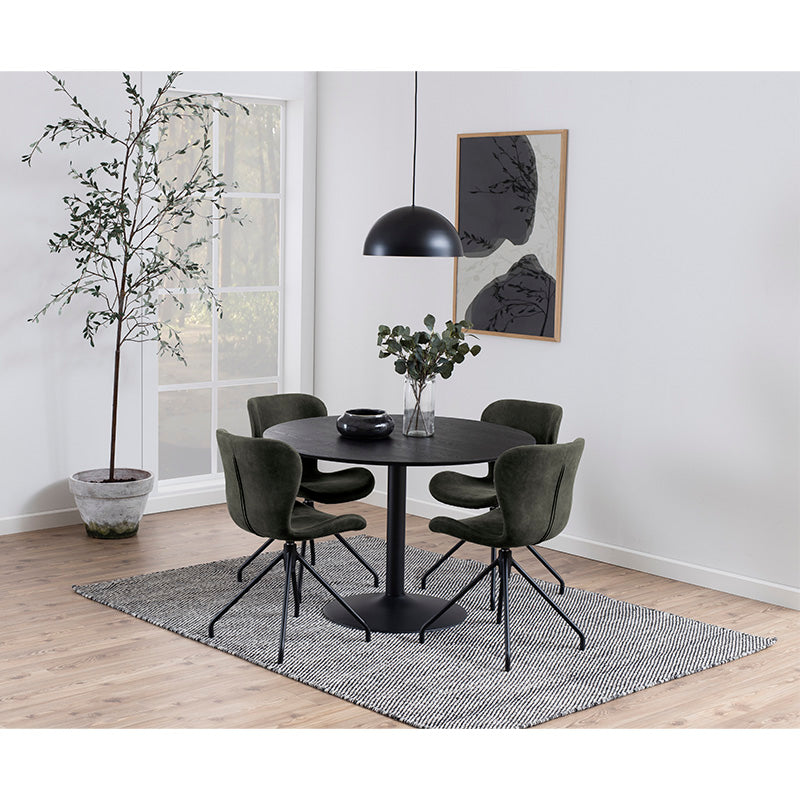 TITAN 43-Inch Round Dining Table for 4-6 People - Black Wooden Modern Kitchen Table for Small Spaces, Dining Room, and Breakfast Nook