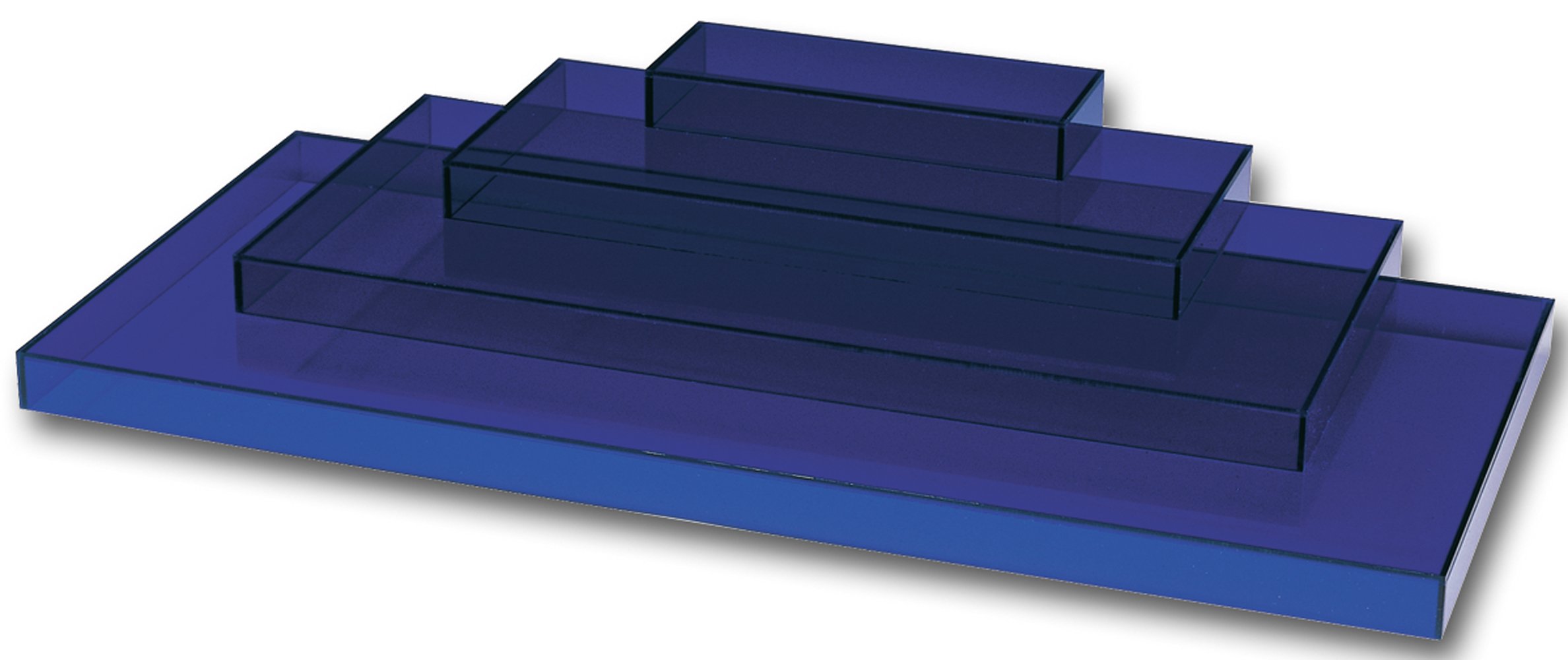 BANBERRY DESIGNS 4-Tier Blue Acrylic Organizer Shelf – 20x4x10 Inch Storage Riser for Cosmetics, Nail Polish, Essential Oils, Spices & Office Supplies – Perfect for Bathroom Vanity, Kitchen Counter & Desk Organization